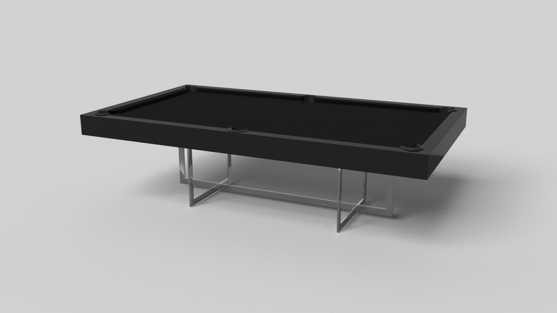 With an open metal foundation, our Beso table is a unique expression of contemporary forms and negative space. This pool table is handcrafted by our master artisans with a rectangle-in-rectangle base that echoes the angles and edges of a regulation