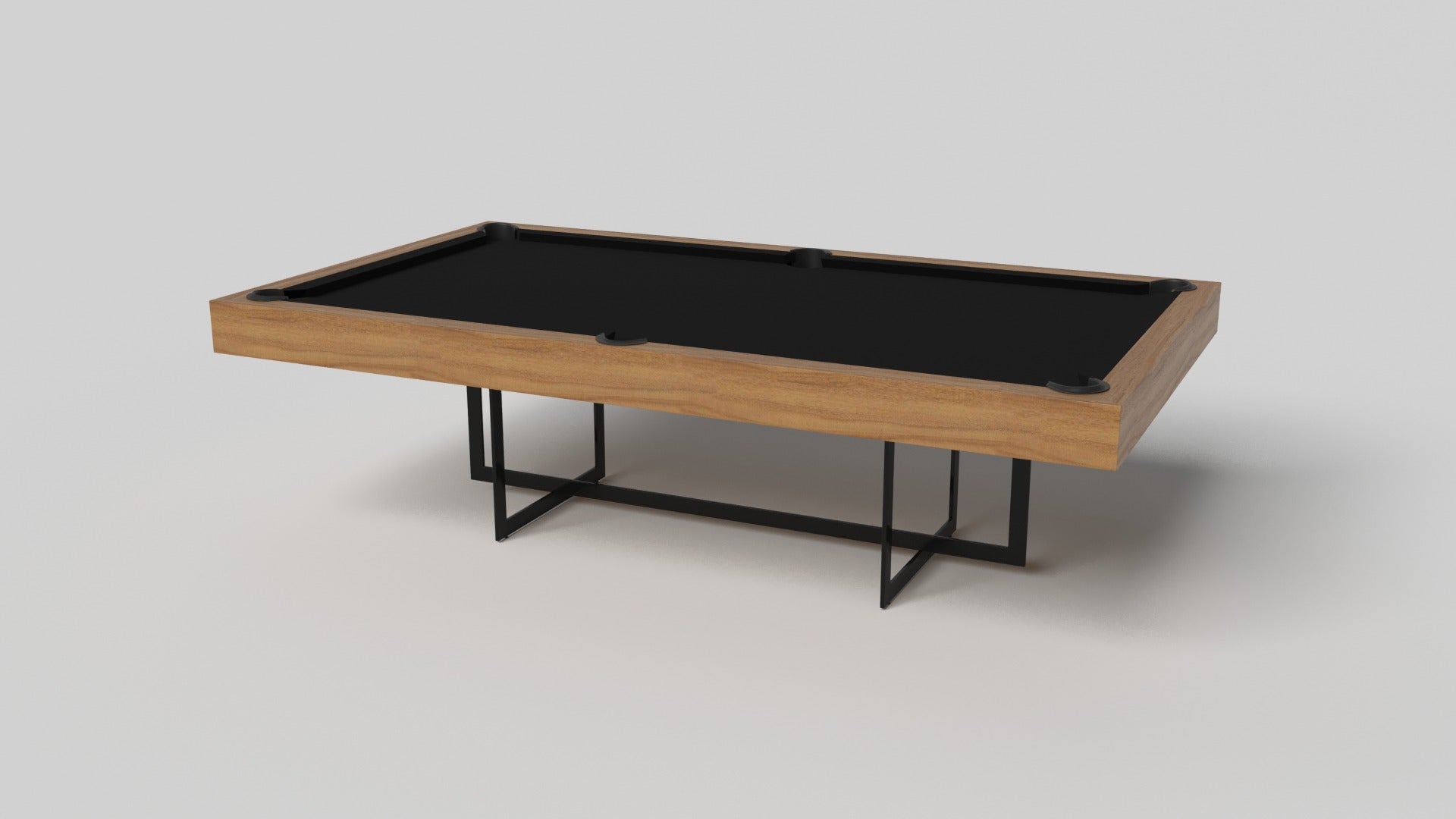 With an open metal foundation, our Beso table is a unique expression of contemporary forms and negative space. This pool table is handcrafted by our master artisans with a rectangle-in-rectangle base that echoes the angles and edges of a regulation