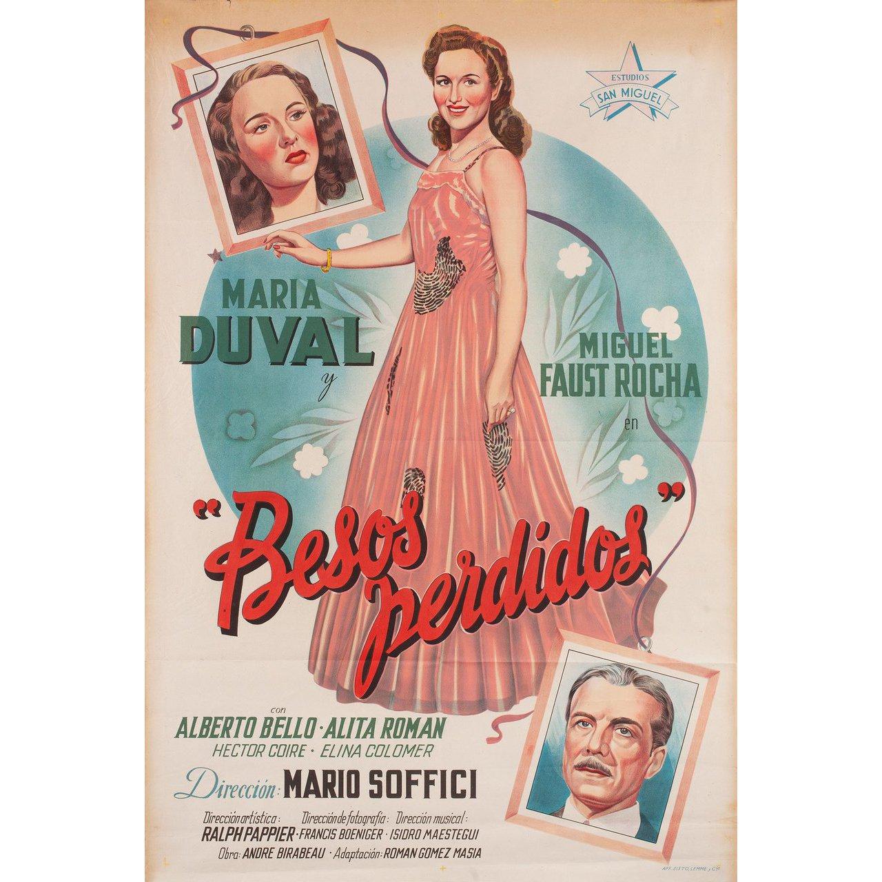 Original 1945 Argentine poster for the film Besos perdidos (Lost Kisses) directed by Mario Soffici with Alberto Bello / Roberto Bordoni / Jose Castro. Very Good condition, folded. Many original posters were issued folded or were subsequently folded.