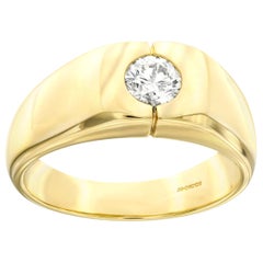 Anello con diamante in oro 18 carati su misura da 0,50 carati tondi per uomo con marchio del Regno Unito