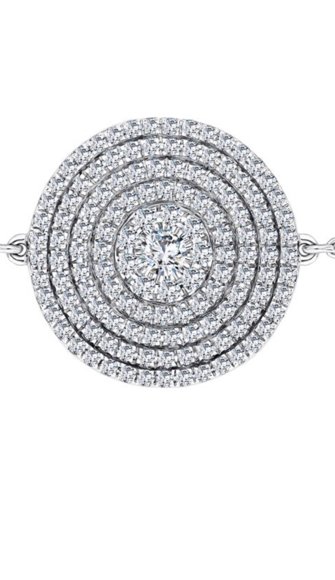 Taille ronde Bracelet à disques en or blanc sur mesure avec diamants ronds brillants de 0,85 carat et micro- sertis de fantaisie  en vente