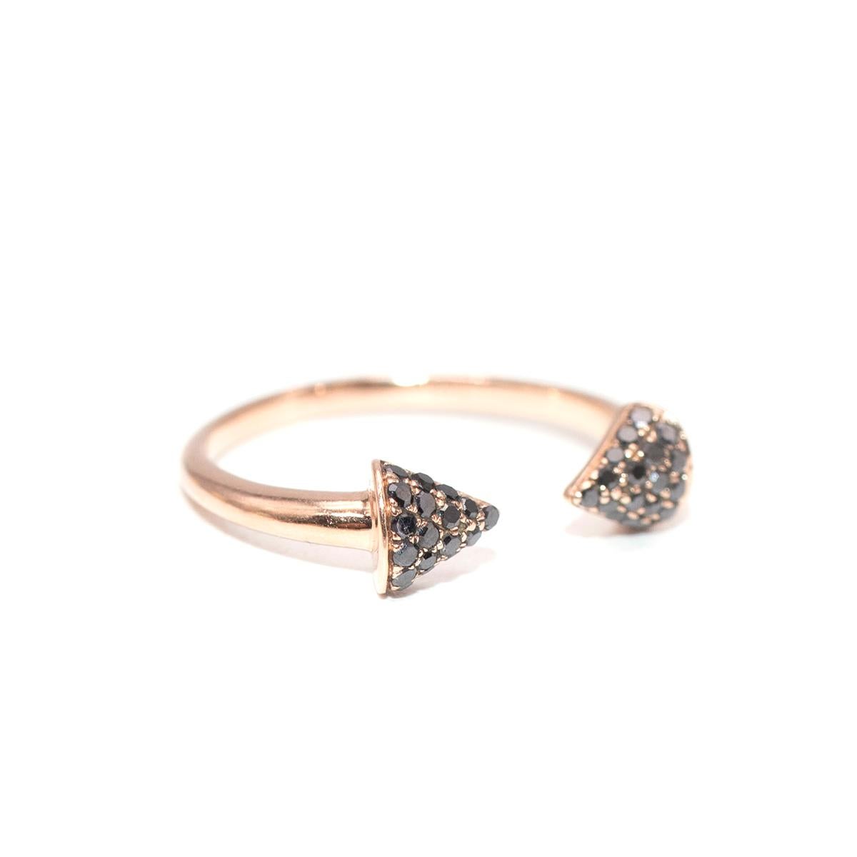 Bespoke 14ct Rose Gold & Black Diamond Pave Arrow Head Ring 7 In New Condition For Sale In London, GB