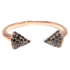 Bespoke 14ct Rose Gold & Black Diamond Pave Arrow Head Ring 7