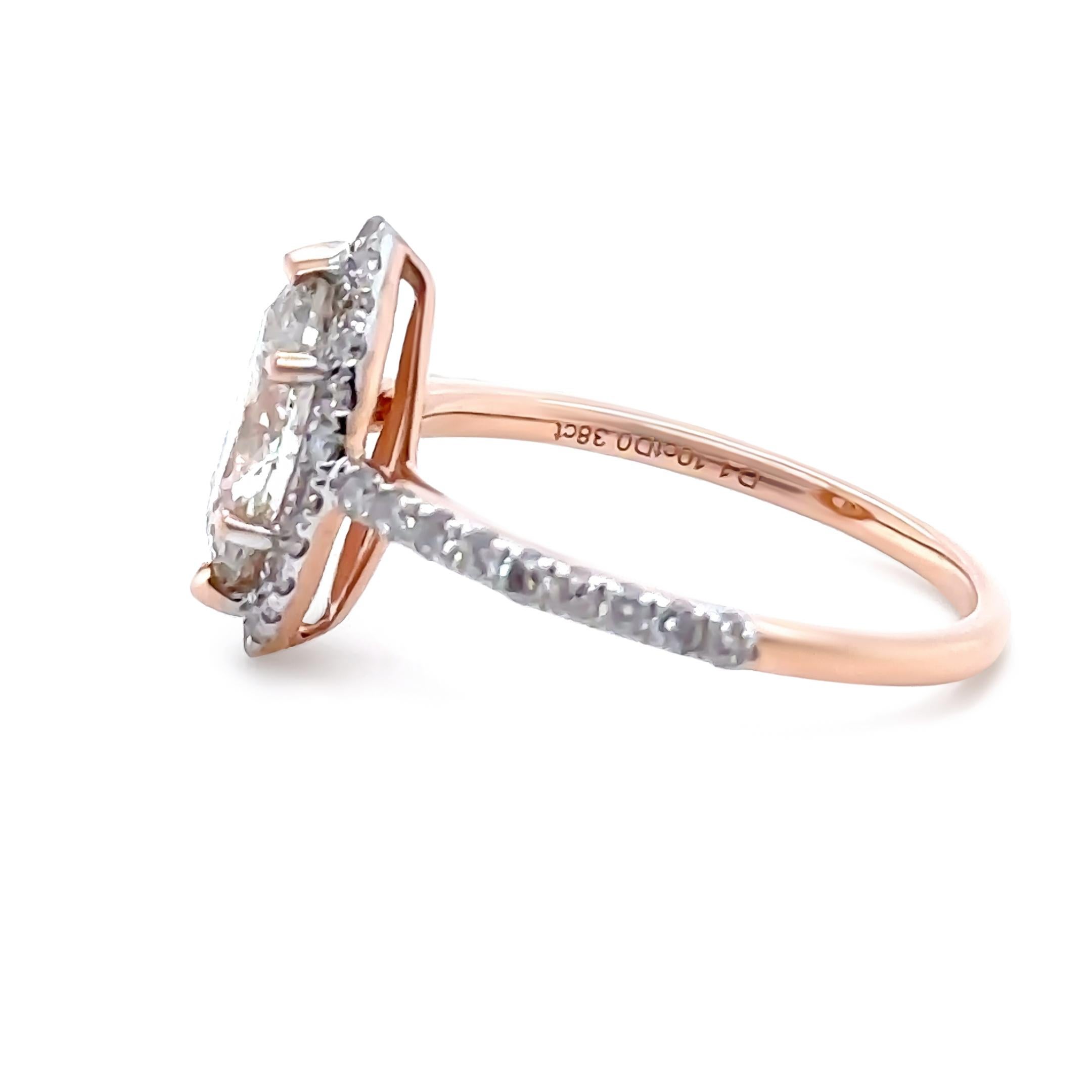 Anillo de compromiso de diamantes a medida en oro rosa de 14 ct 1,48 ct en Excelente estado para la venta en SYDNEY, NSW