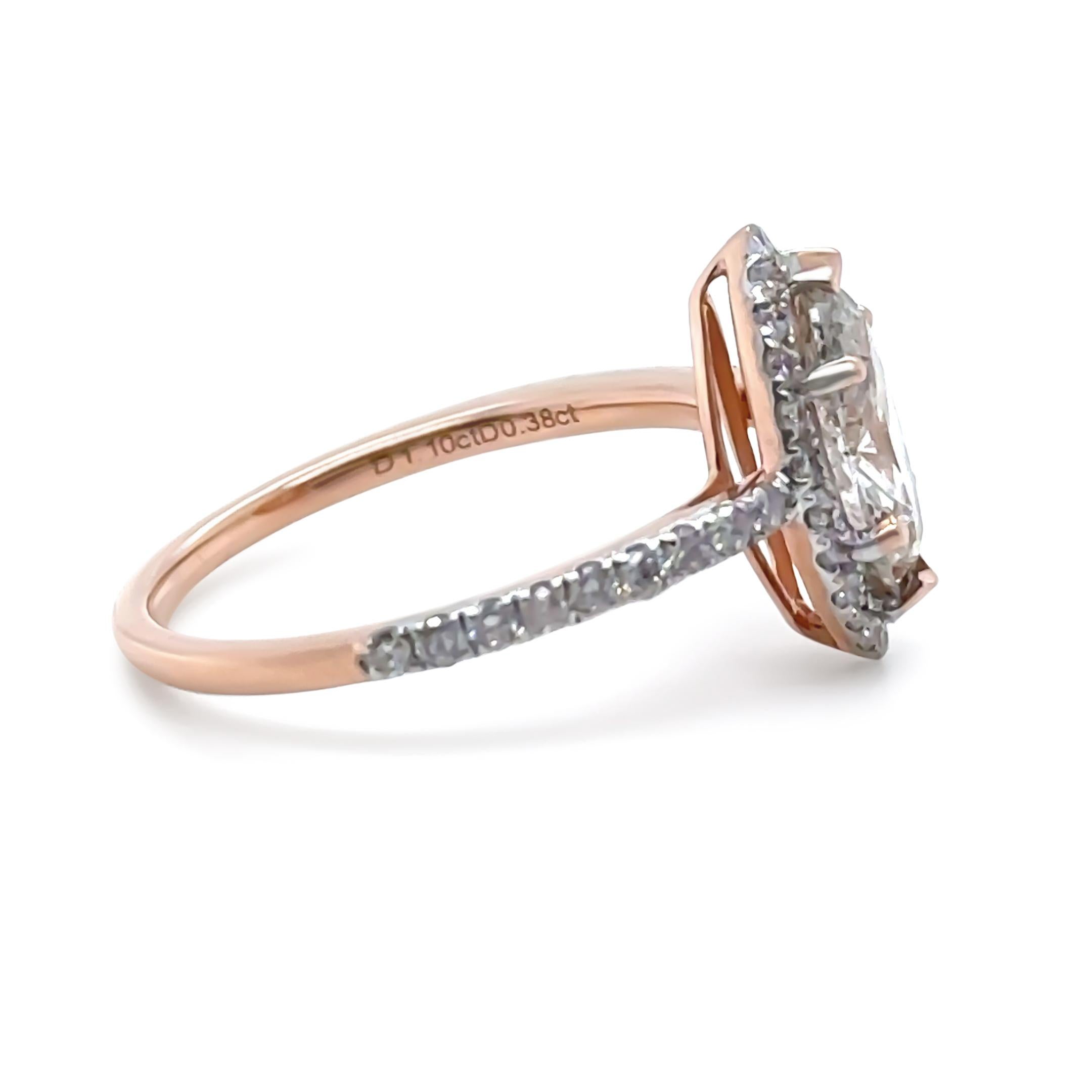 De las mujeres Anillo de compromiso de diamantes a medida en oro rosa de 14 ct 1,48 ct en venta
