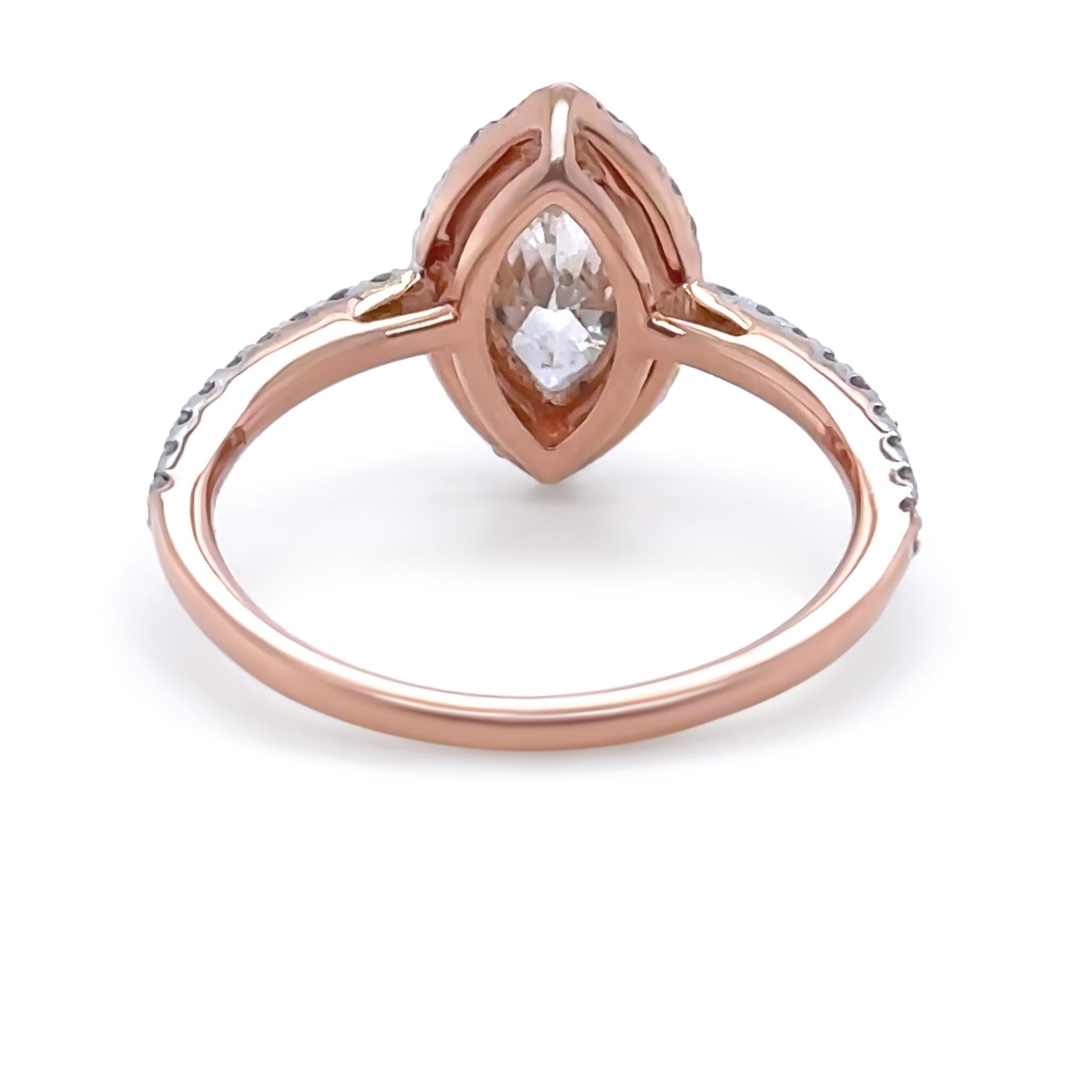 Anillo de compromiso de diamantes a medida en oro rosa de 14 ct 1,48 ct en venta 1