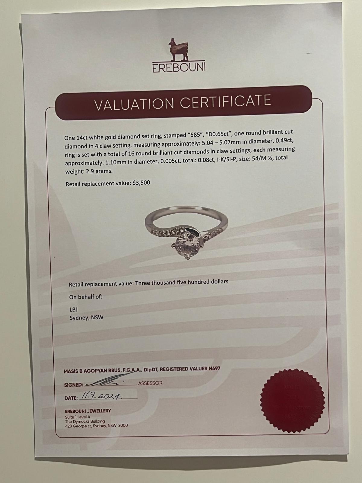 Anillo de compromiso de diamantes a medida en oro blanco de 14 ct 0,57 ct en venta 5
