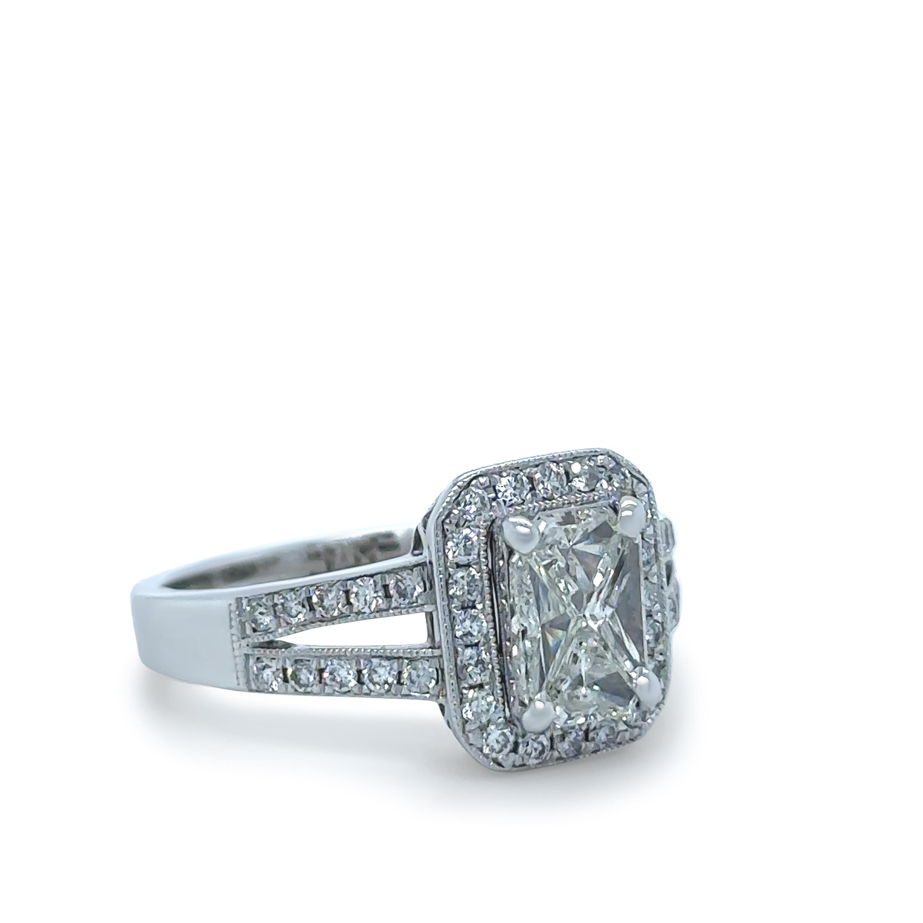 Kite Cut Bespoke 14ct White Gold Diamond Ring 1.48ct For Sale