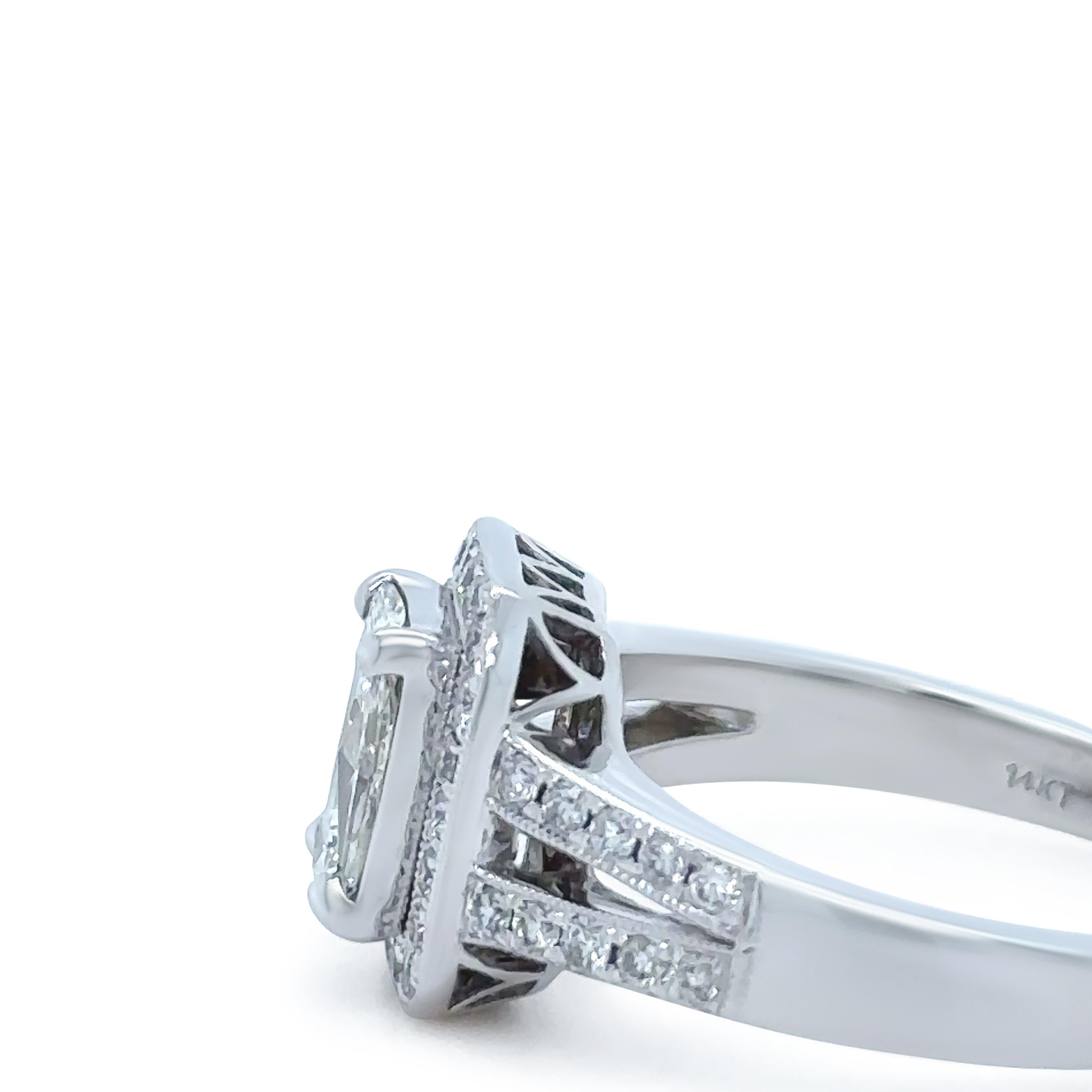 Women's Bespoke 14ct White Gold Diamond Ring 1.48ct For Sale