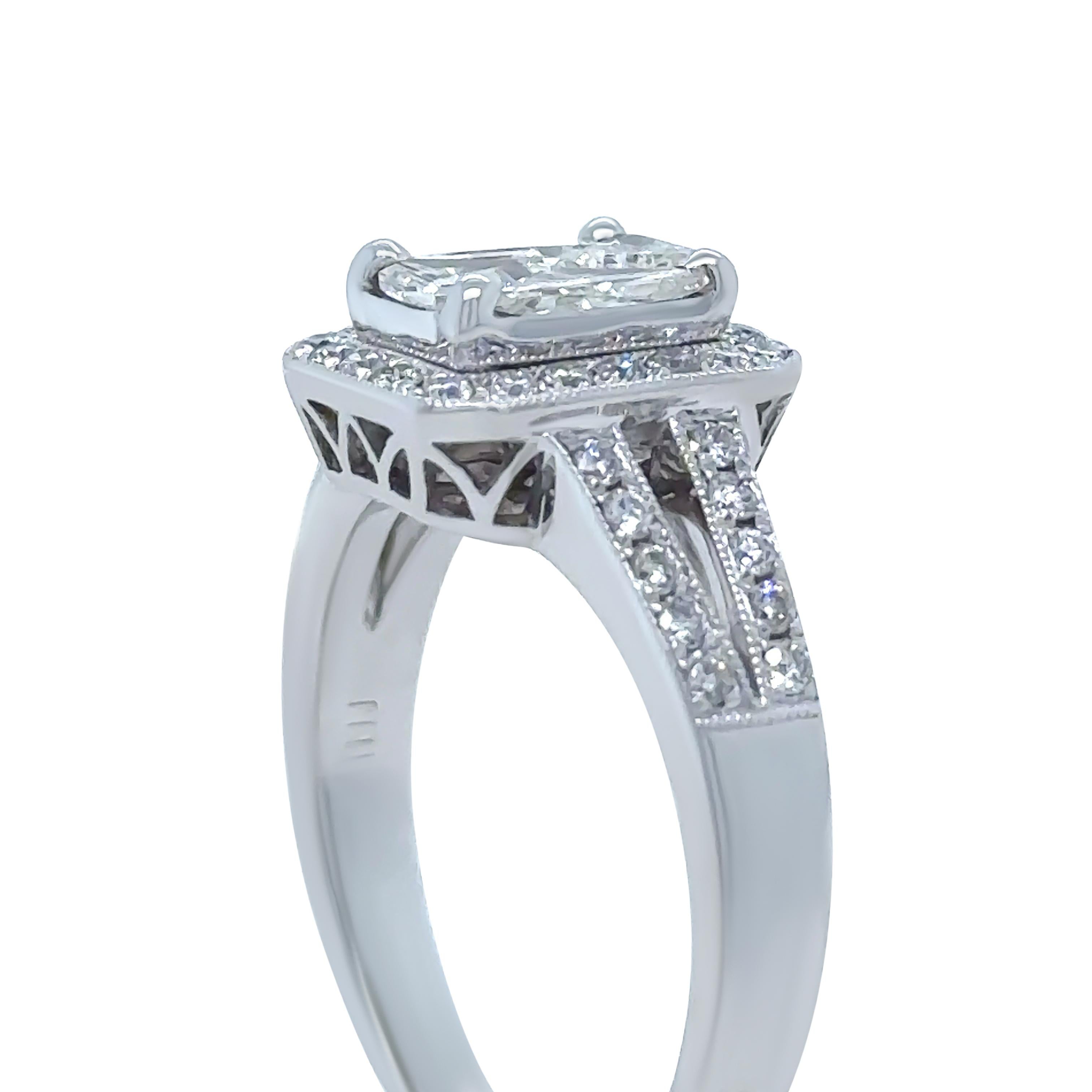 Bespoke 14ct White Gold Diamond Ring 1.48ct For Sale 2