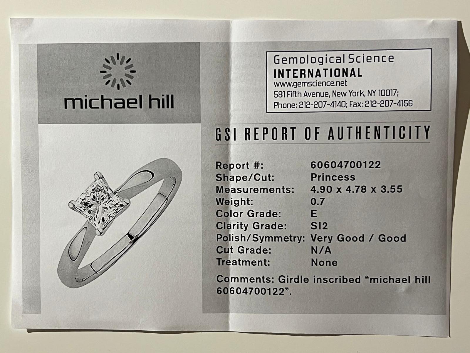 Bespoke 14ct White Gold Princess Cut Diamond Ring 0.70ct For Sale 2