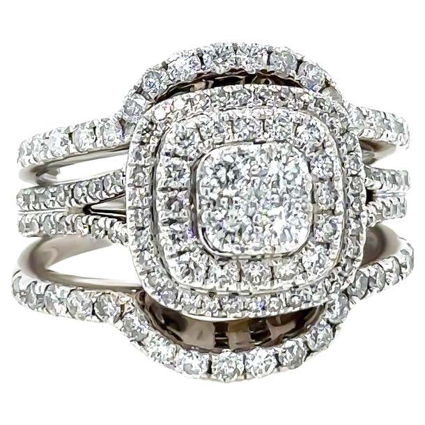 Bespoke 14ct White Gold Three Piece Diamond Bridal Ring Set 1.10ct For ...