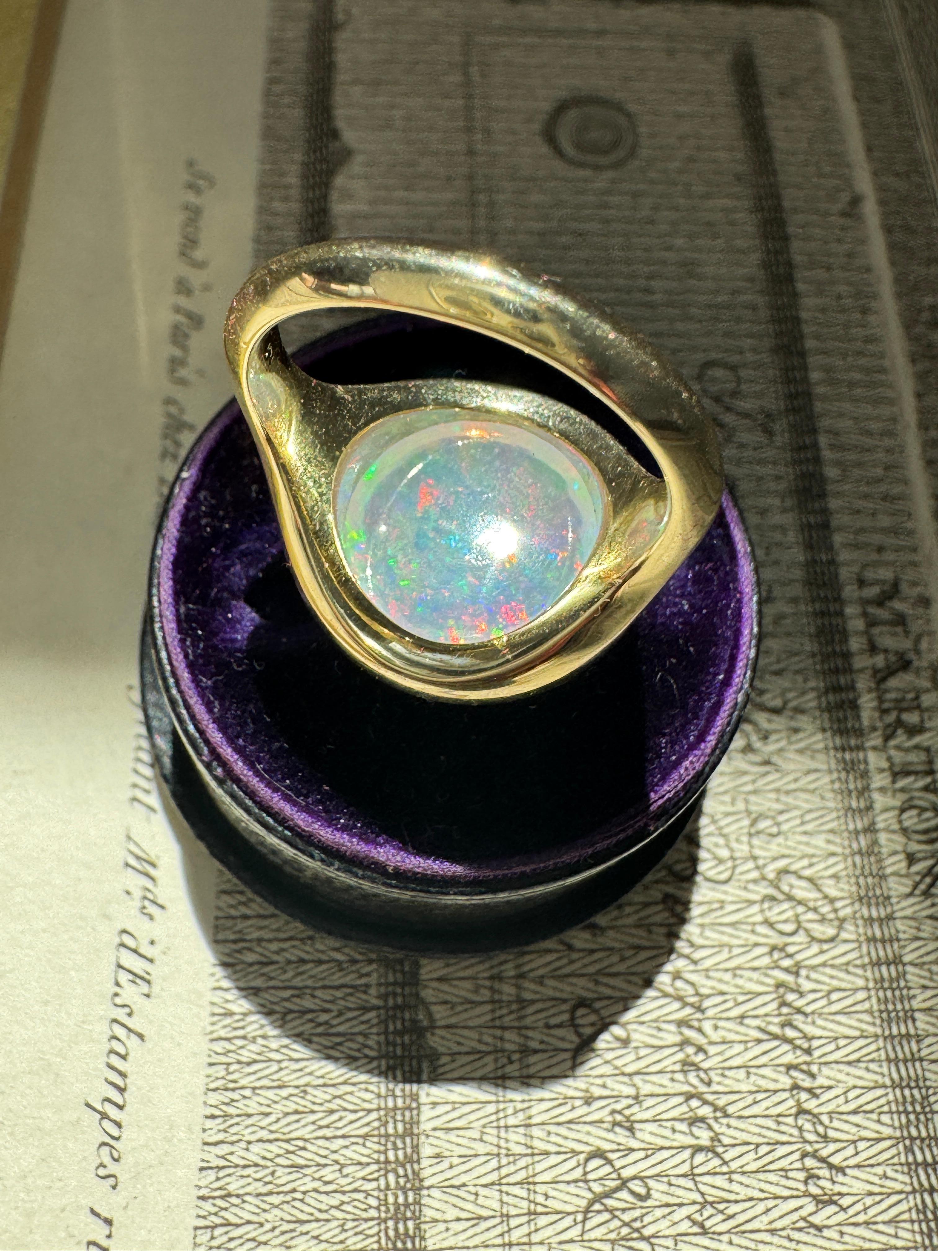 Anello Opale Cabochon 14K su misura - 6,02 Carati in vendita 2