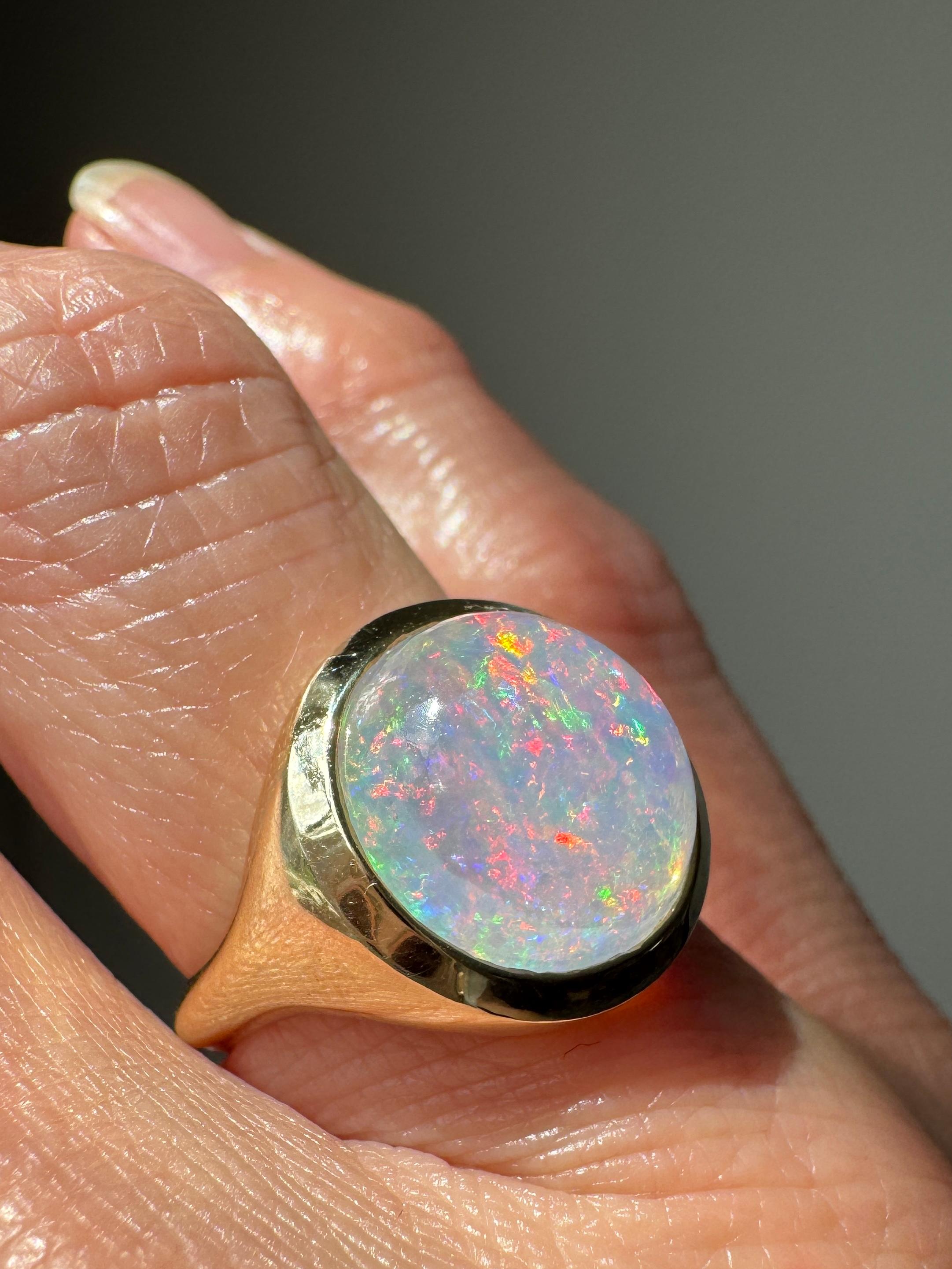 Anello Opale Cabochon 14K su misura - 6,02 Carati in vendita 4