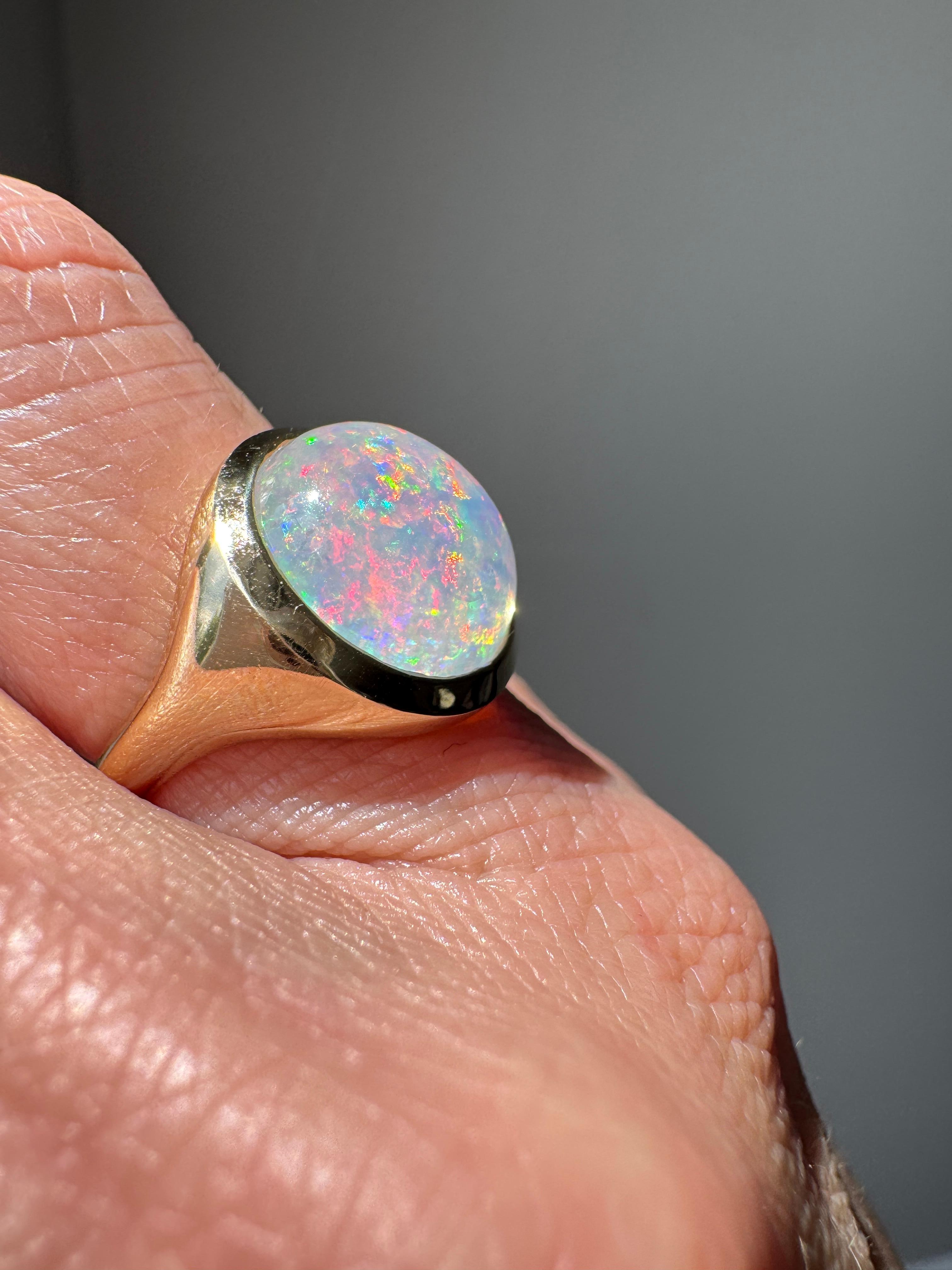 Anello Opale Cabochon 14K su misura - 6,02 Carati in vendita 5