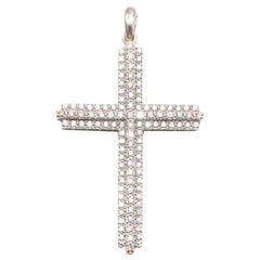 pave diamond cross pendant Bespoke 18 Carat White Gold and Pave Set Diamond Cross Pendant