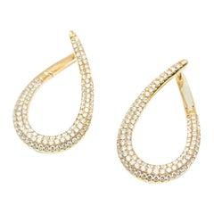 Bespoke 18 Carat Yellow Gold Pave Diamond Set Hoop Earrings