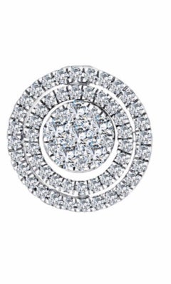 Bespoke 18 Karat 1.00 Carat Round Brilliant Diamond Cluster Drop Studs Earrings