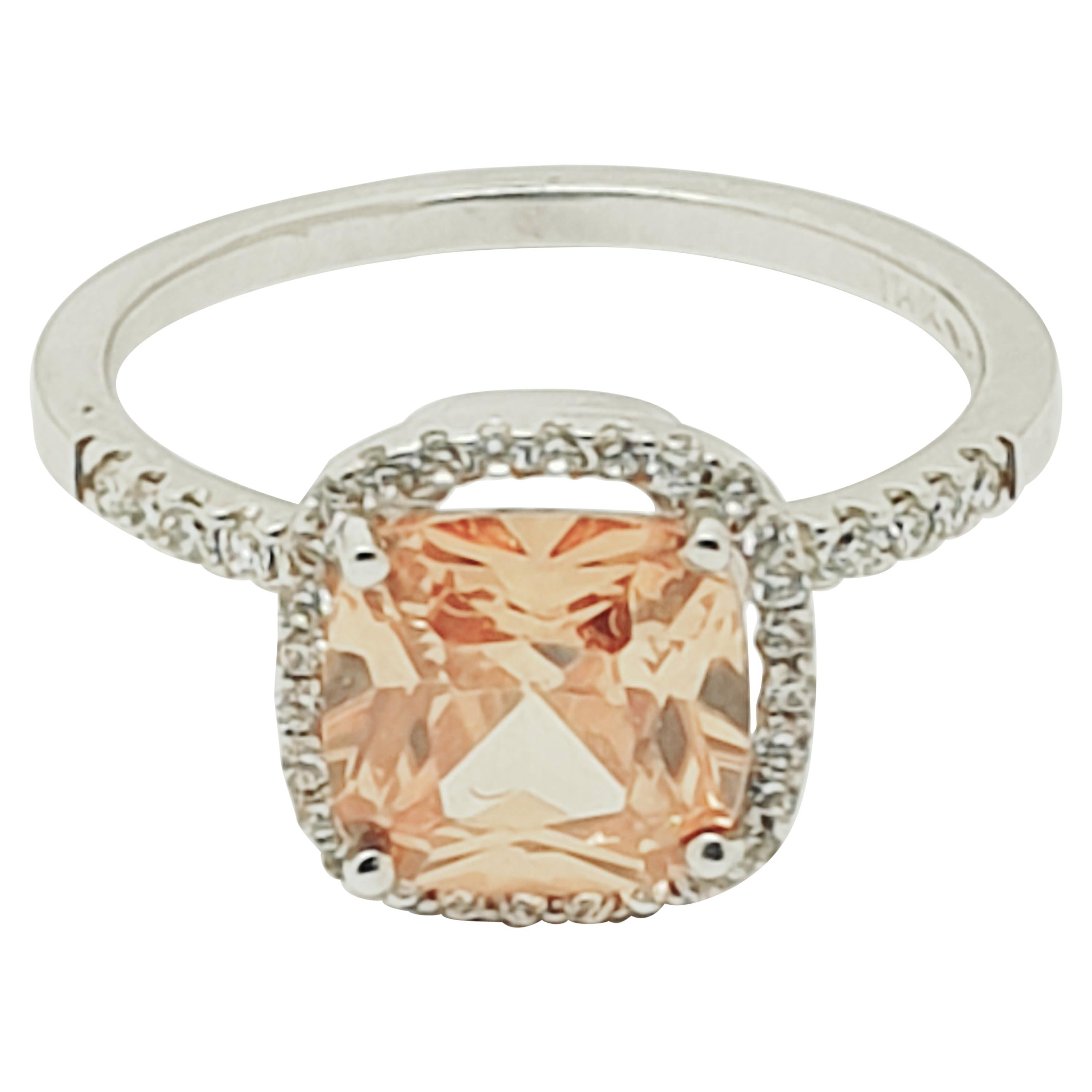 Bespoke 18 Karat White Gold Zircon Diamond Ring For Sale