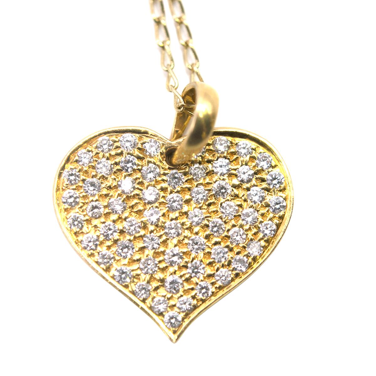 Bespoke 18 Karat Yellow Gold Diamond Heart Long Necklace 7