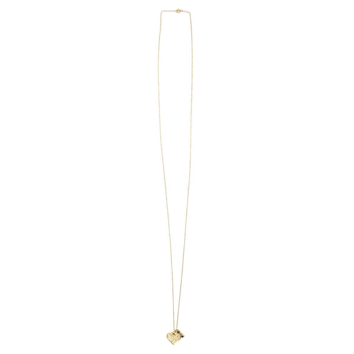 Women's Bespoke 18 Karat Yellow Gold Diamond Heart Long Necklace