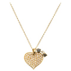 Bespoke 18 Karat Yellow Gold Diamond Heart Long Necklace Bespoke 18 Karat Yellow Gold Diamond Heart Long Necklace