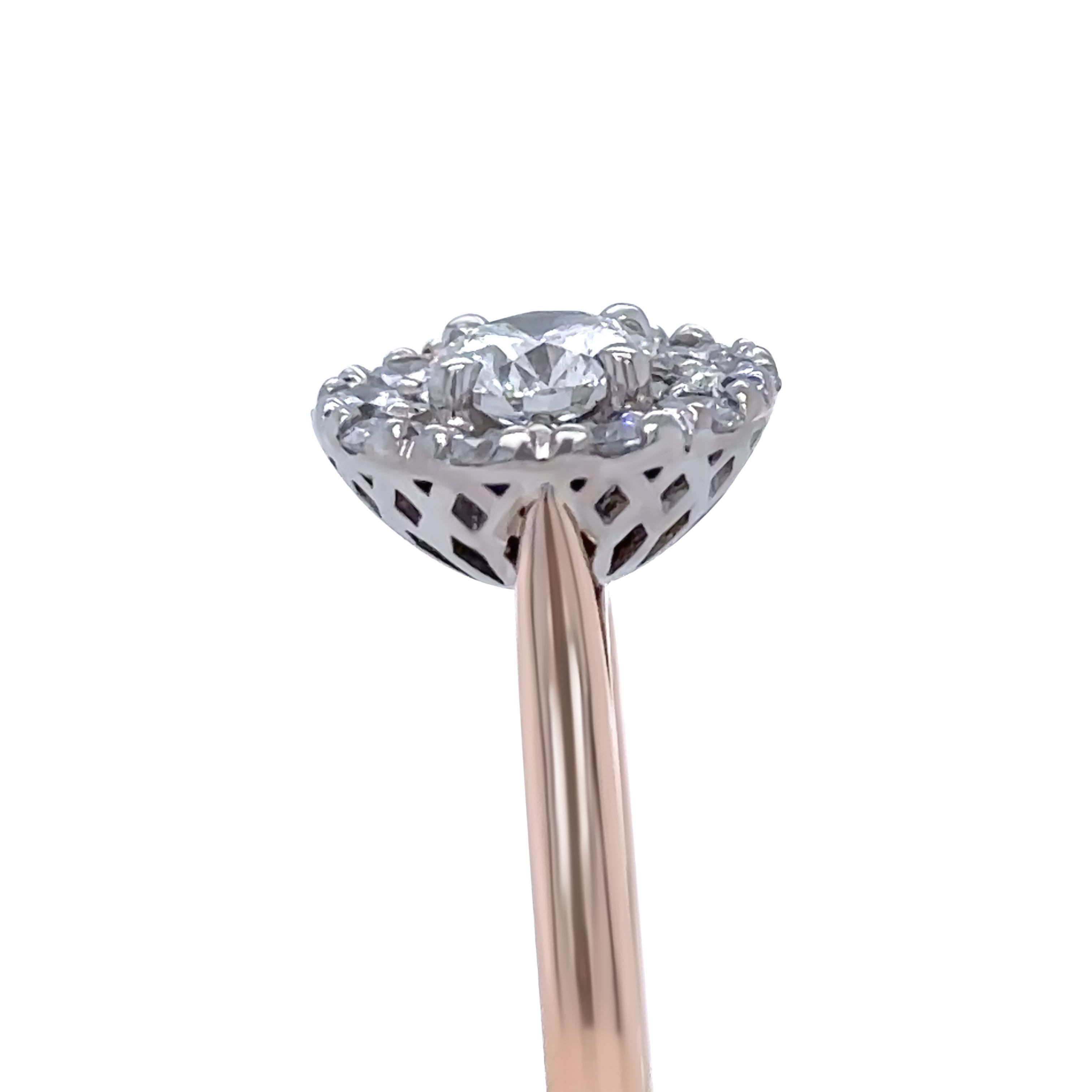 Women's Bespoke 18ct Rose Gold Diamond Cluster Engagement Ring 1.45ct For Sale