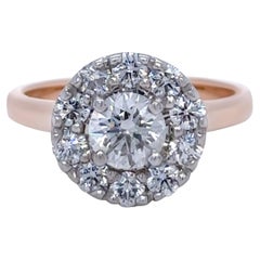 Bespoke 18ct Rose Gold Diamond Cluster Engagement Ring 1.45ct