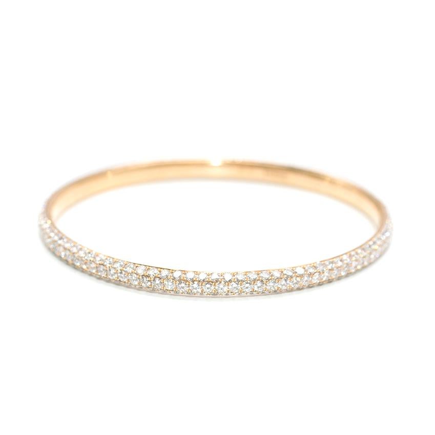 Bespoke 18 Carat Rose Gold Pave Set 8.37 Carat Diamond Bangle In New Condition In London, GB