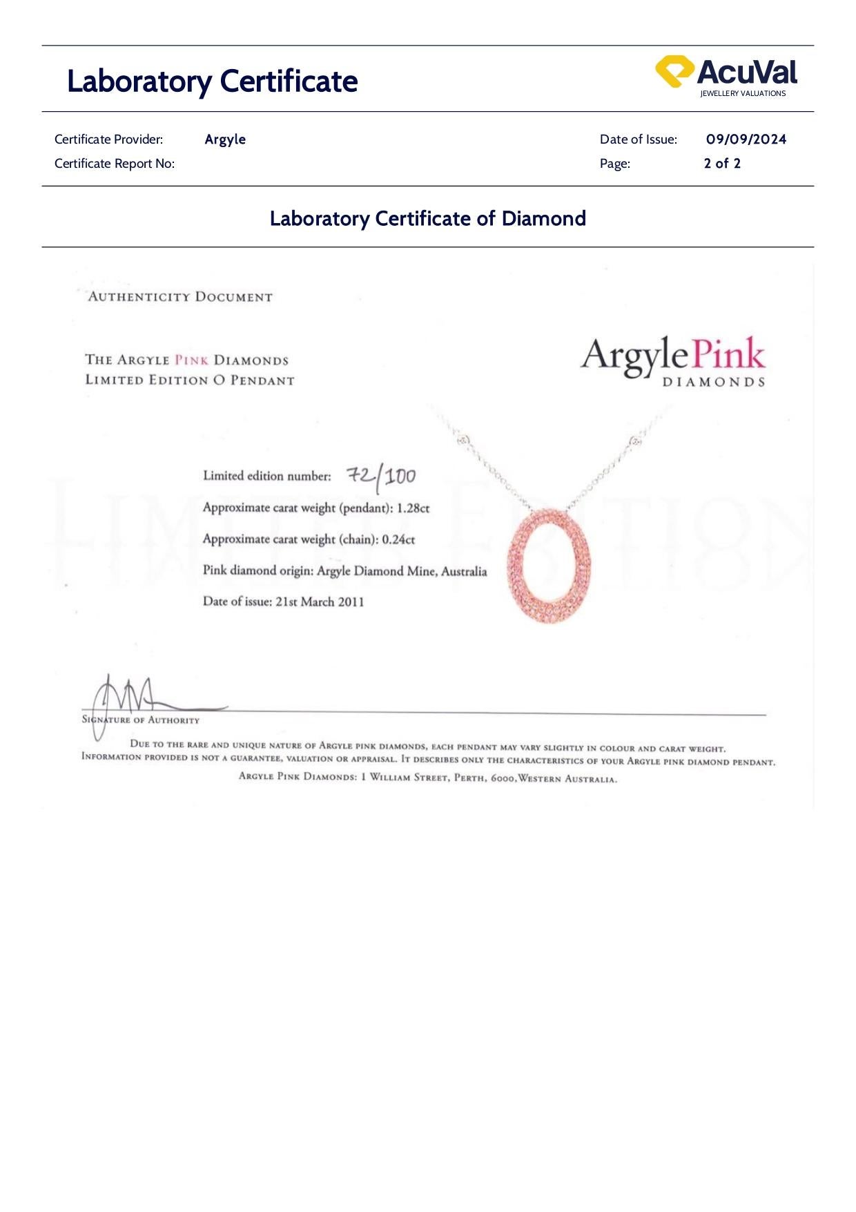 Bespoke 18ct Rose & White Gold Argyle Pink Diamond O Pendant 1.53ct 5