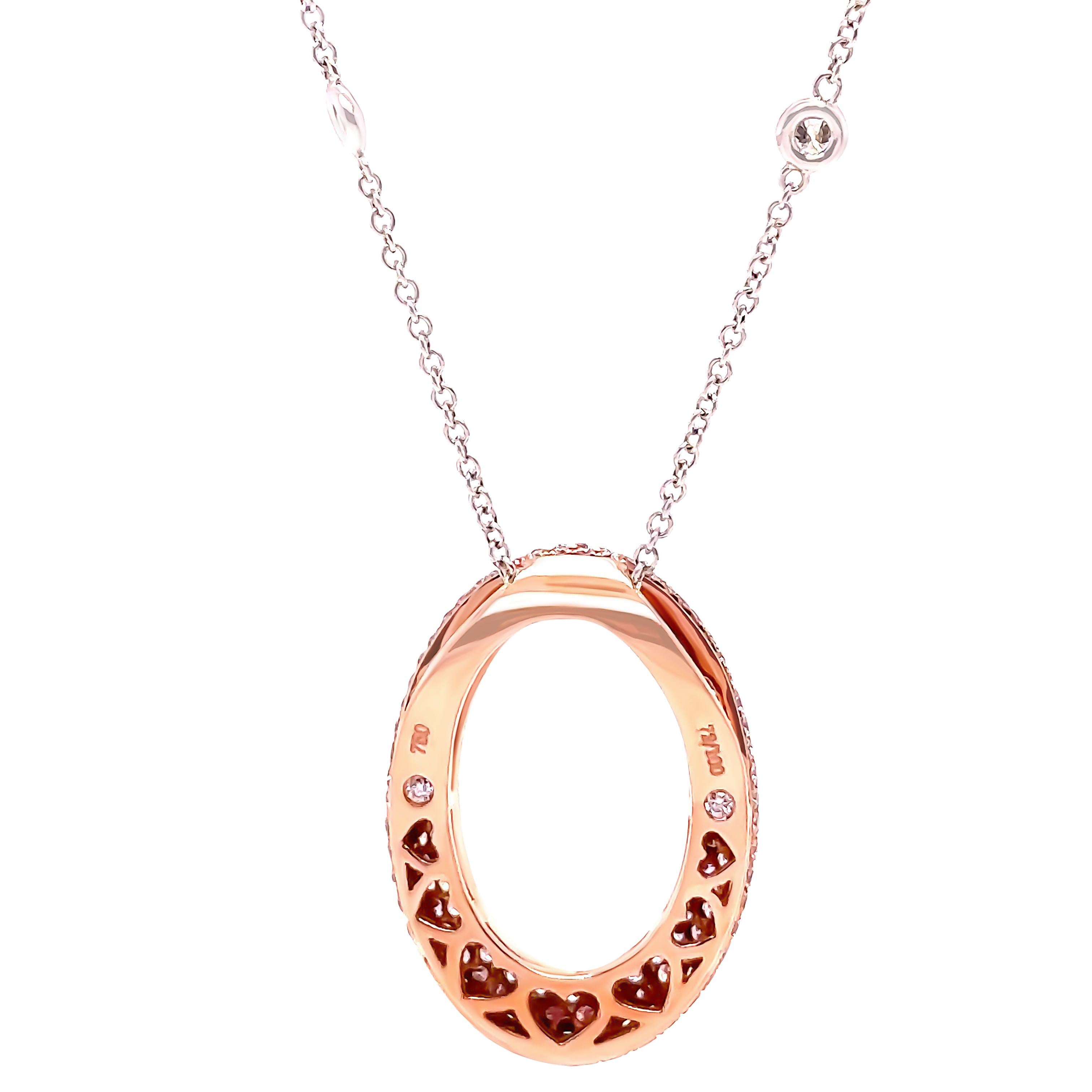 Brilliant Cut Bespoke 18ct Rose & White Gold Argyle Pink Diamond O Pendant 1.53ct