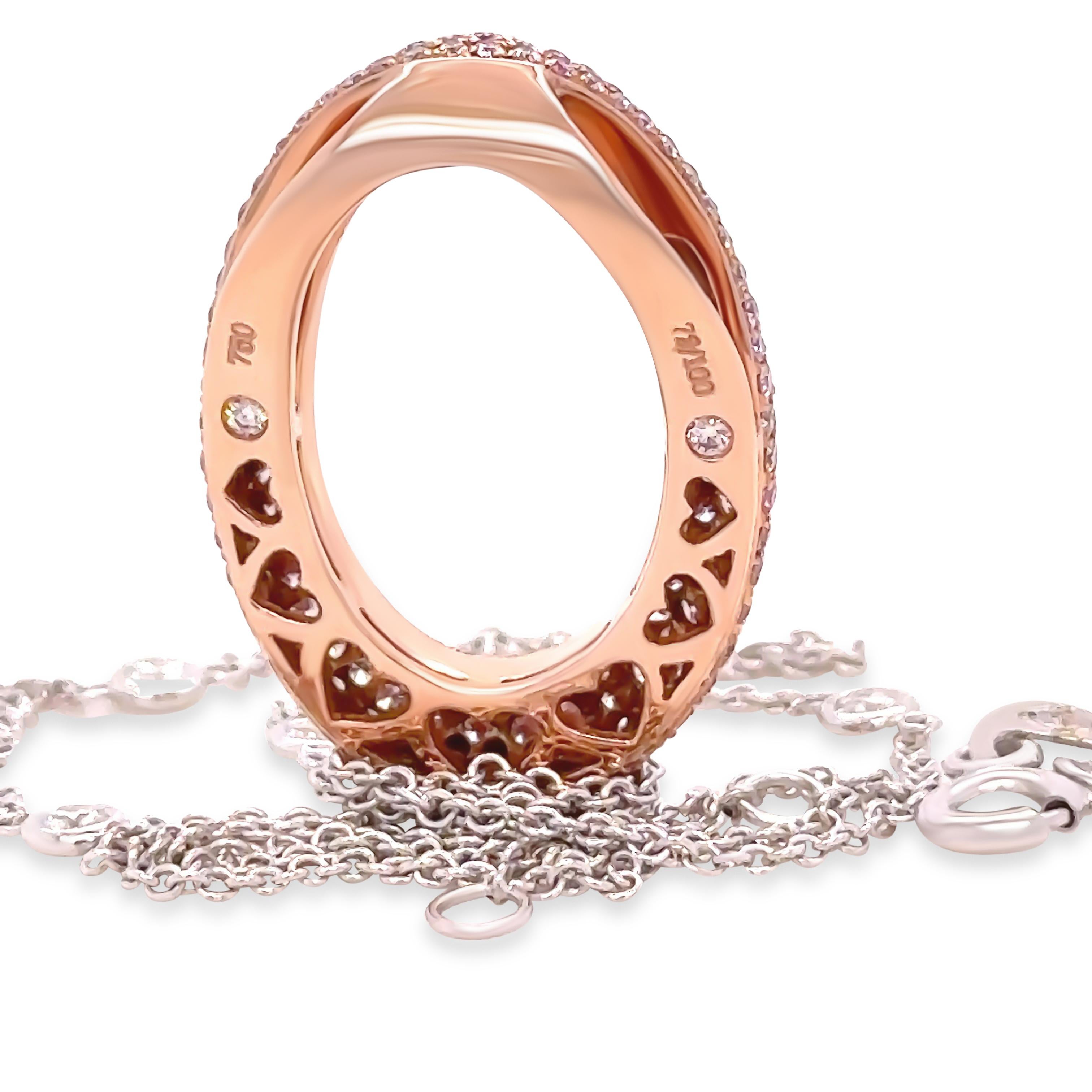 Bespoke 18ct Rose & White Gold Argyle Pink Diamond O Pendant 1.53ct In Excellent Condition In SYDNEY, NSW