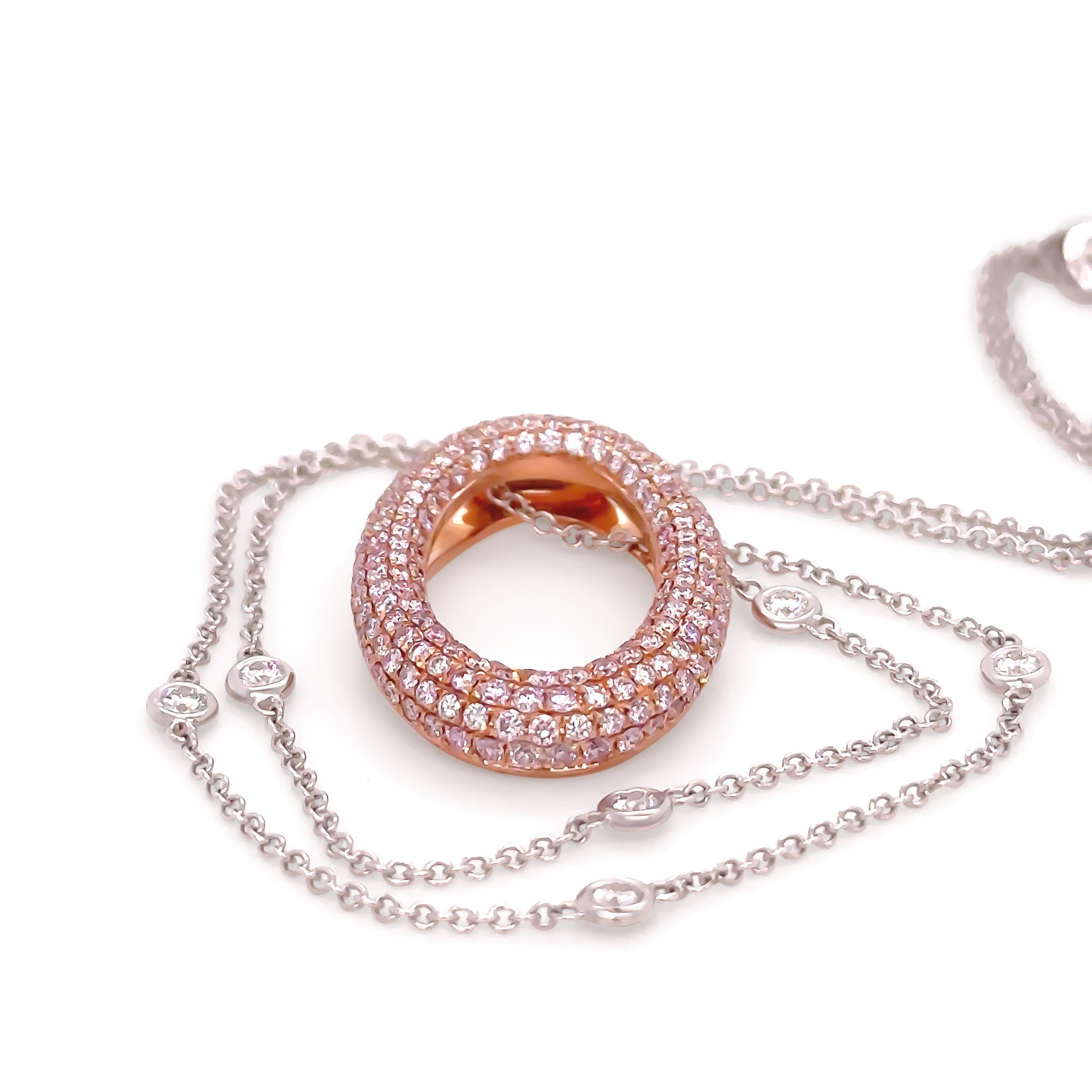 Women's Bespoke 18ct Rose & White Gold Argyle Pink Diamond O Pendant 1.53ct