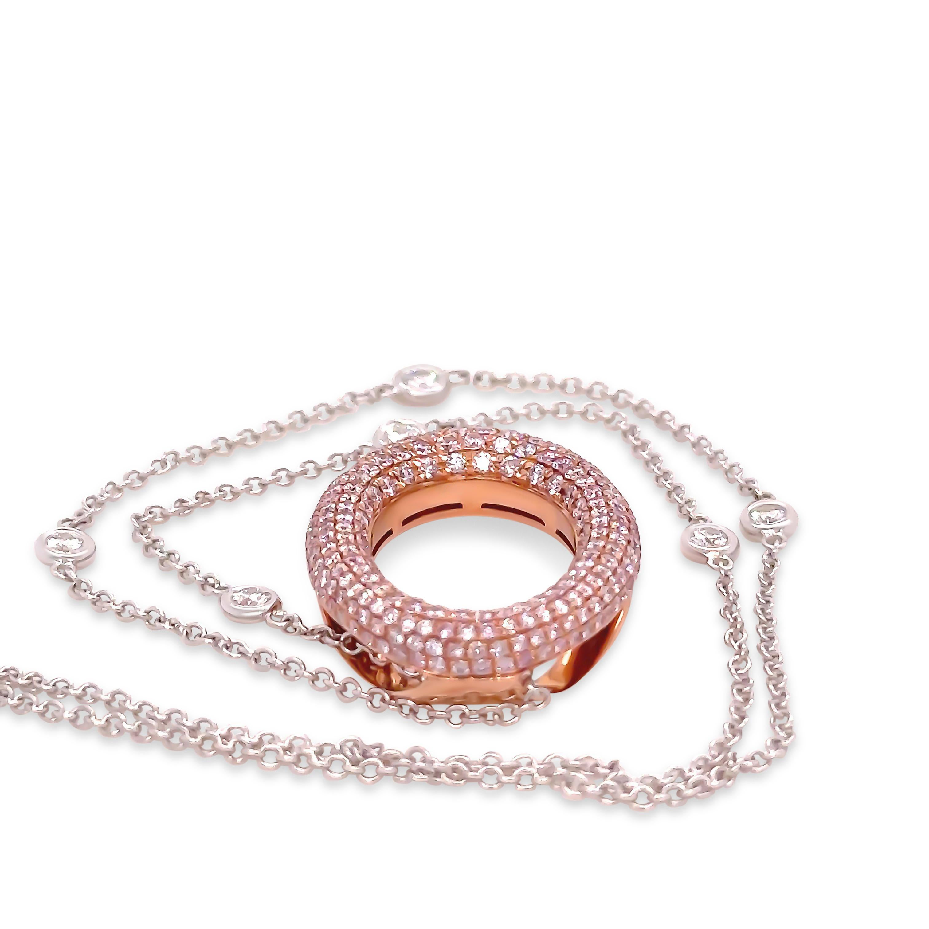 Bespoke 18ct Rose & White Gold Argyle Pink Diamond O Pendant 1.53ct 2