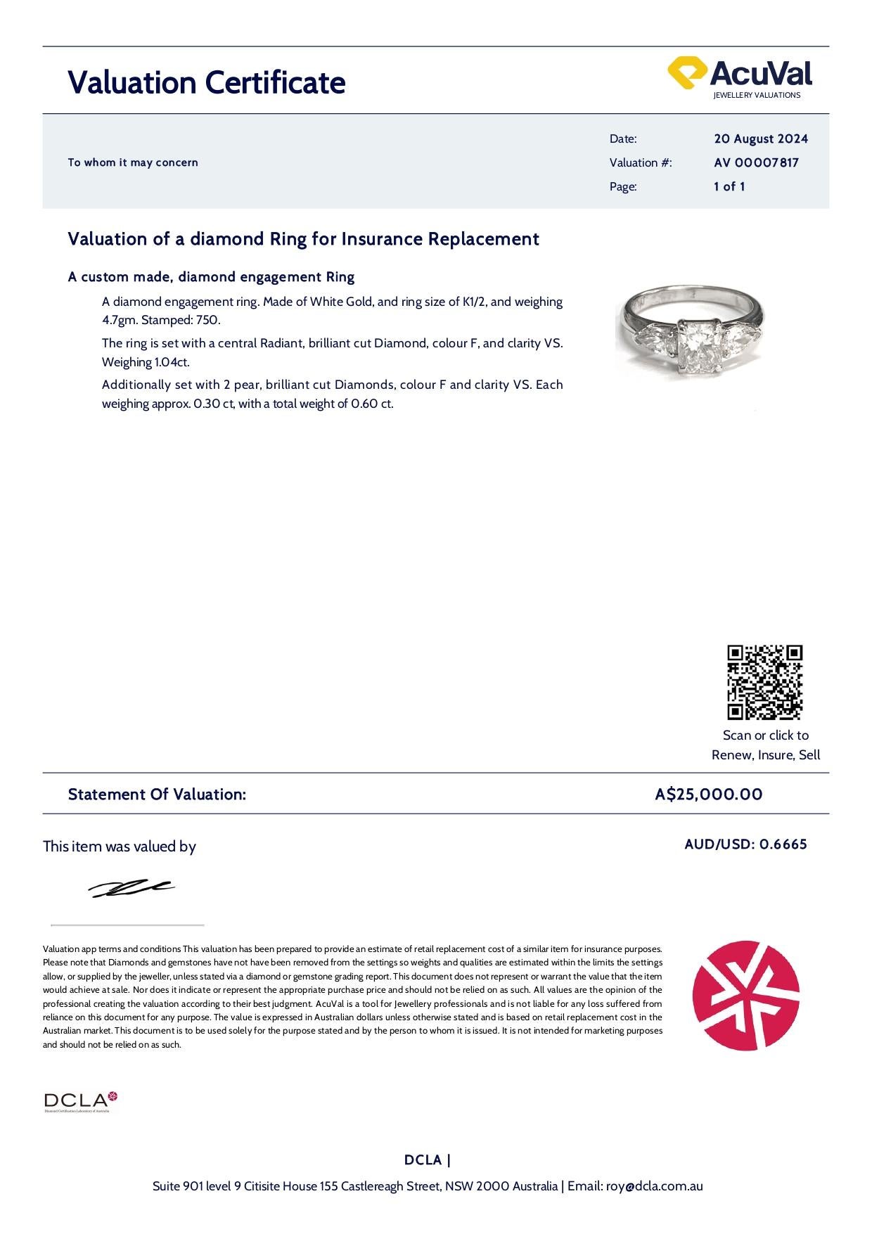 Bague de fiançailles sur mesure en or blanc 18 carats avec diamants 1,64 carat Pour femmes en vente