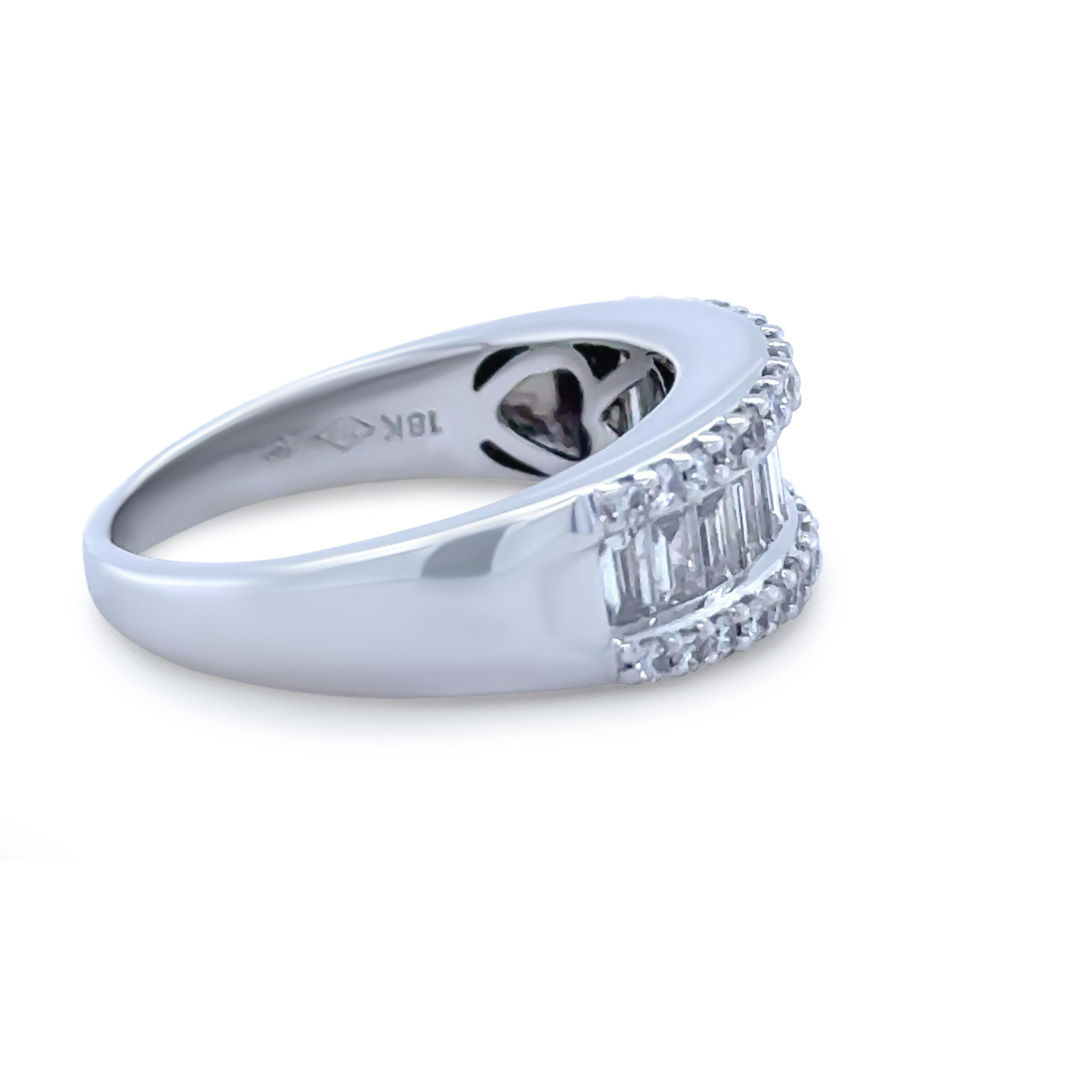 Baguette Cut Bespoke 18ct White Gold Diamond Ring 2.03ct
