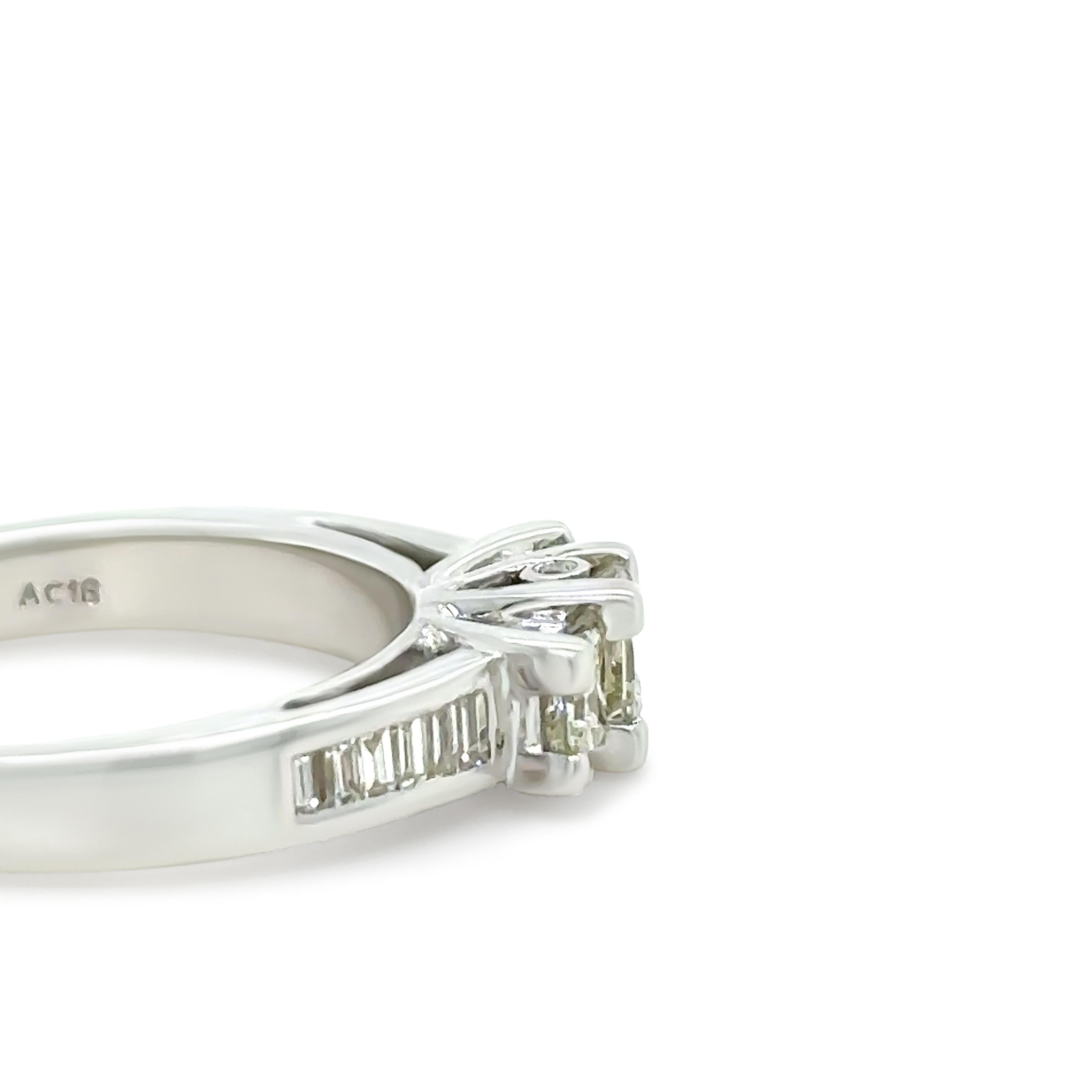 Princess Cut Bespoke 18ct White Gold Diamond Trilogy Ring 1.00ct For Sale
