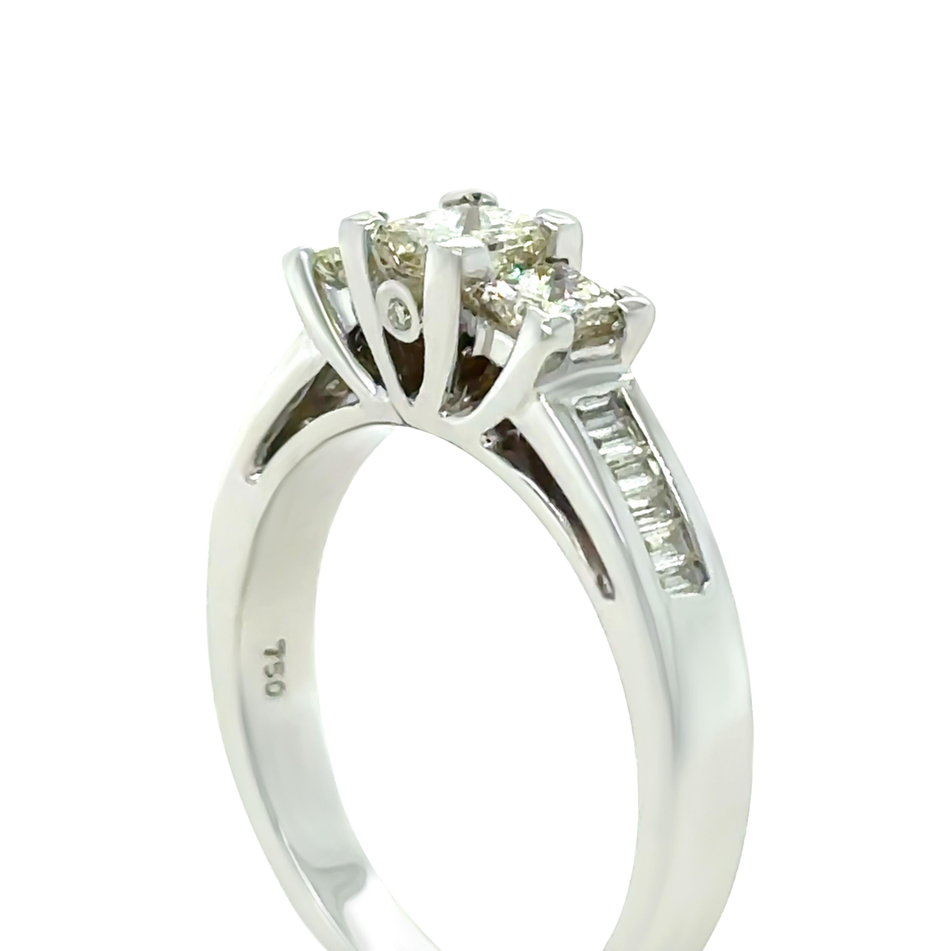 Women's Bespoke 18ct White Gold Diamond Trilogy Ring 1.00ct For Sale