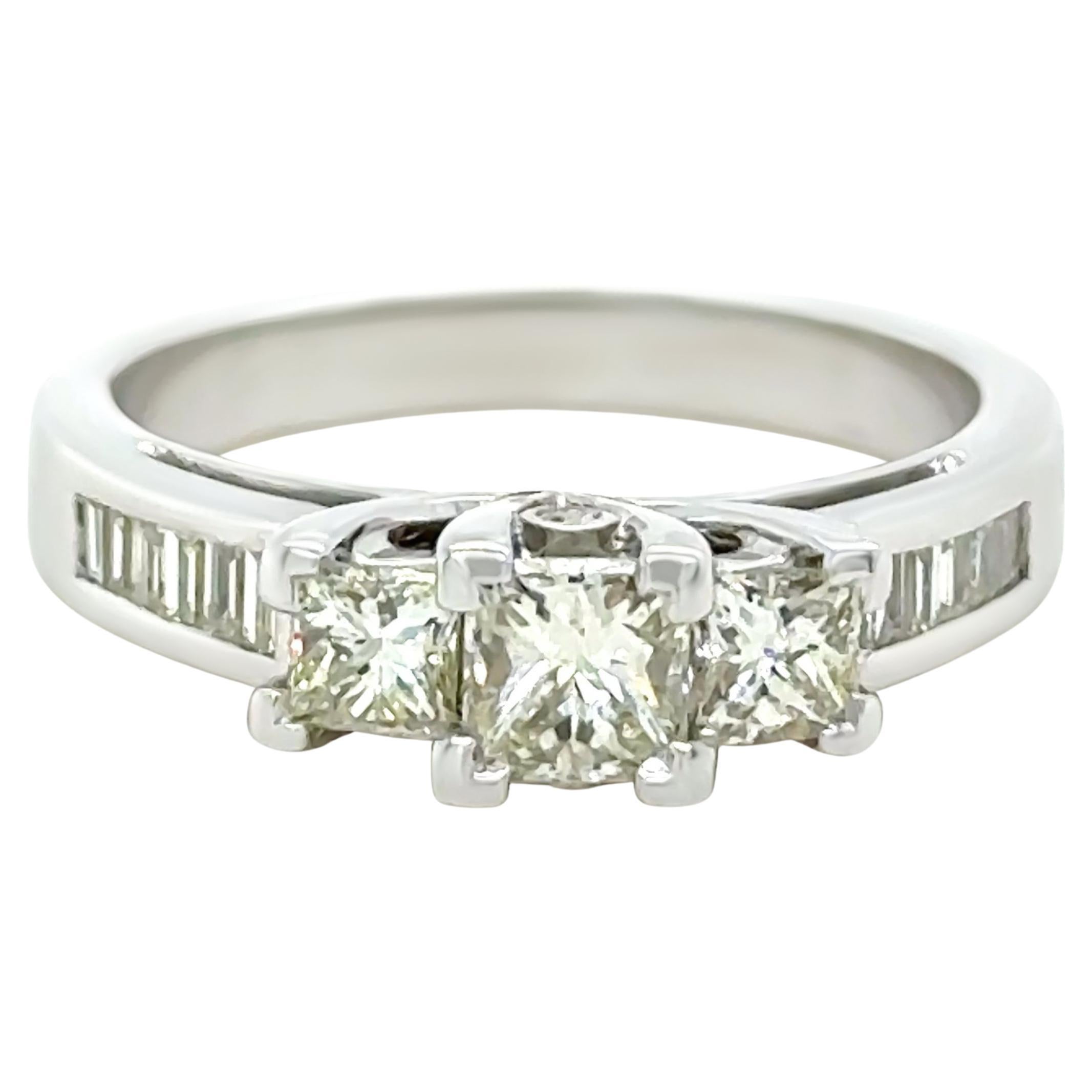 Bespoke 18ct White Gold Diamond Trilogy Ring 1.00ct For Sale