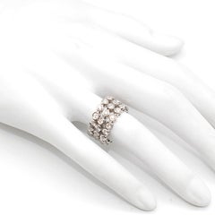 Bespoke 18 Carat White Gold Expandable 3-Row Diamond Ring 3.29 Carat