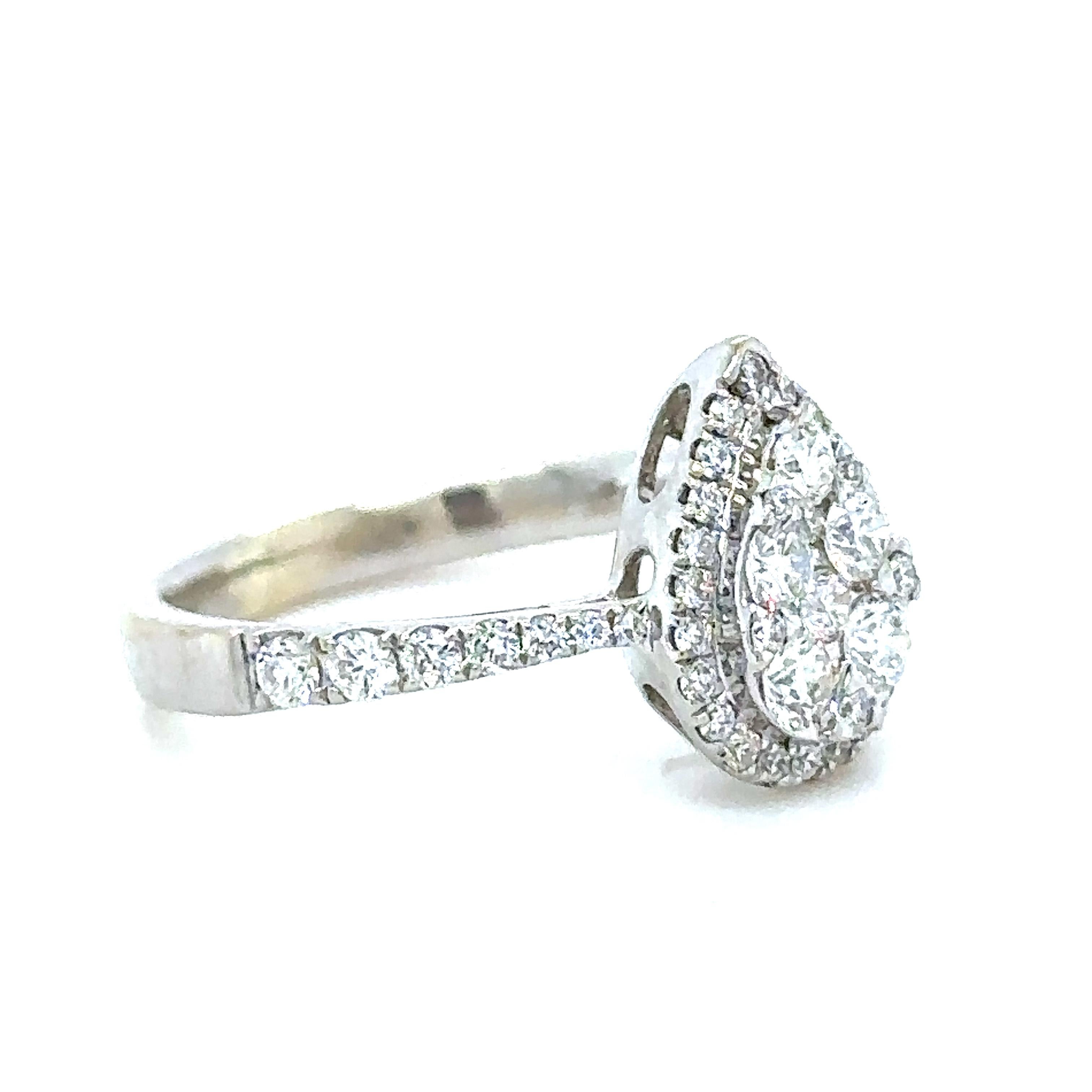 Bespoke 18 Carat White Gold Pear Diamond Shaped Ring 0.66 Carat In Excellent Condition For Sale In SYDNEY, NSW