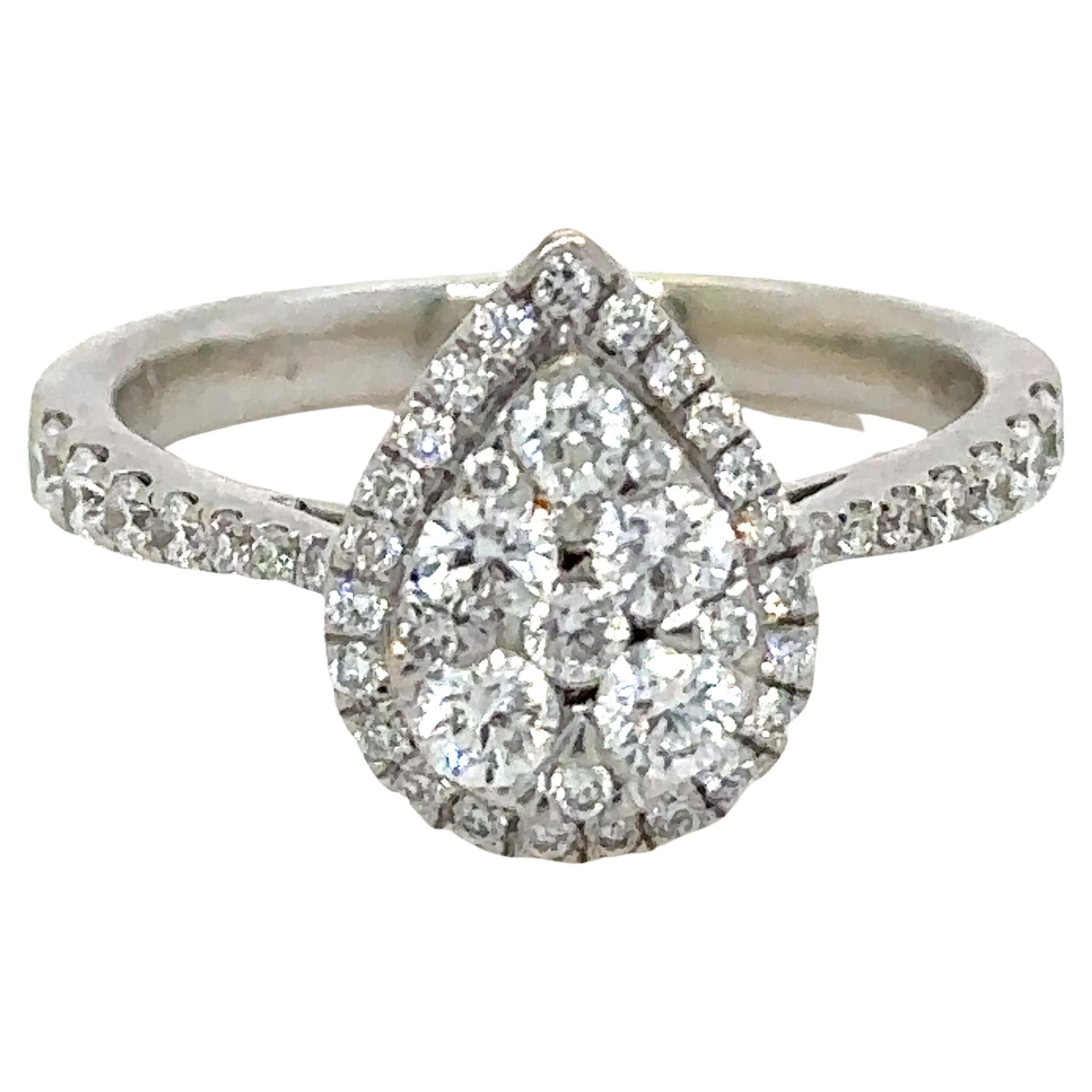 Bespoke 18 Carat White Gold Pear Diamond Shaped Ring 0.66 Carat For Sale