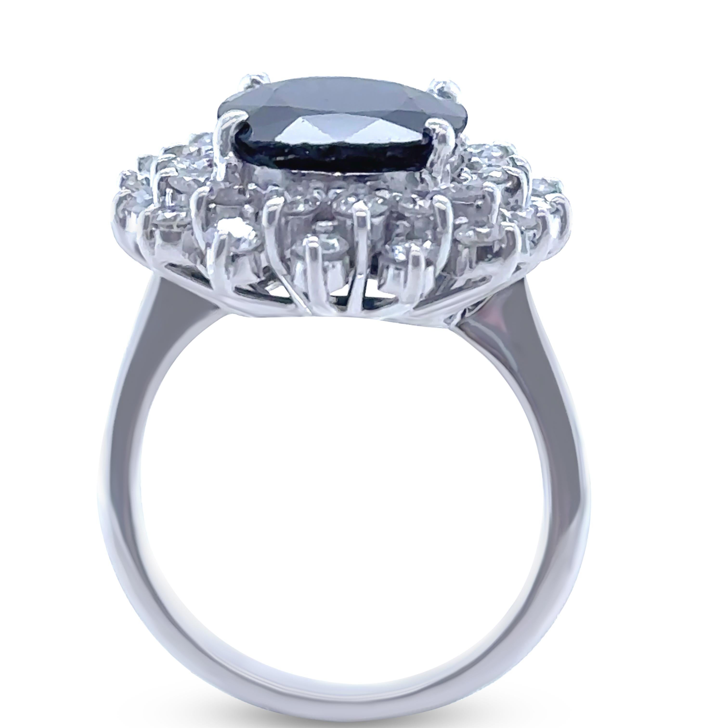 Maßgeschneiderter Ring aus 18 Karat Weißgold mit Saphir und Diamant 5,15 Karat Damen im Angebot