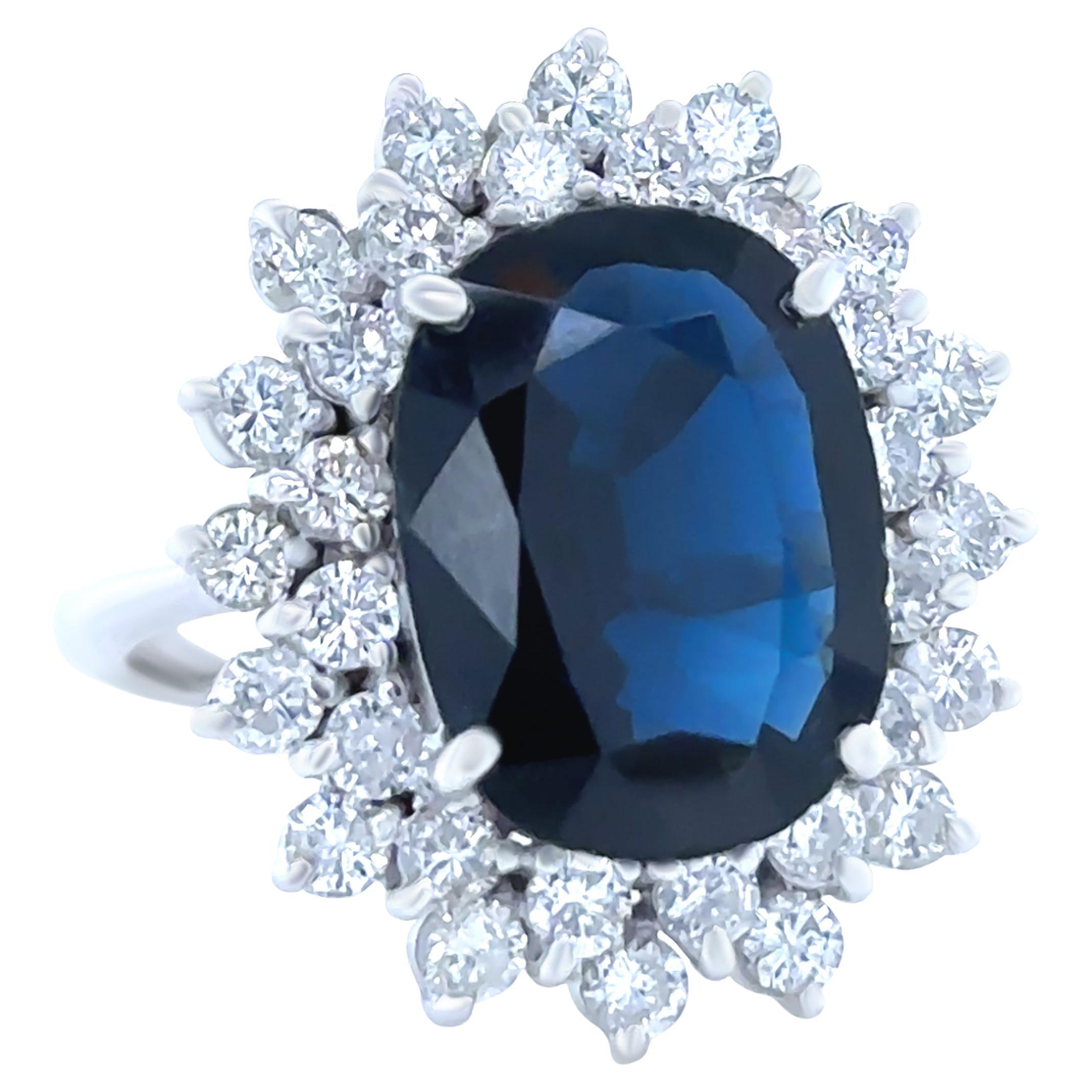 Bespoke 18ct White Gold Sapphire and Diamond Ring 5.15ct