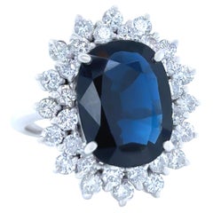 Anello su misura in oro bianco 18ct con zaffiro e diamante 5,15ct