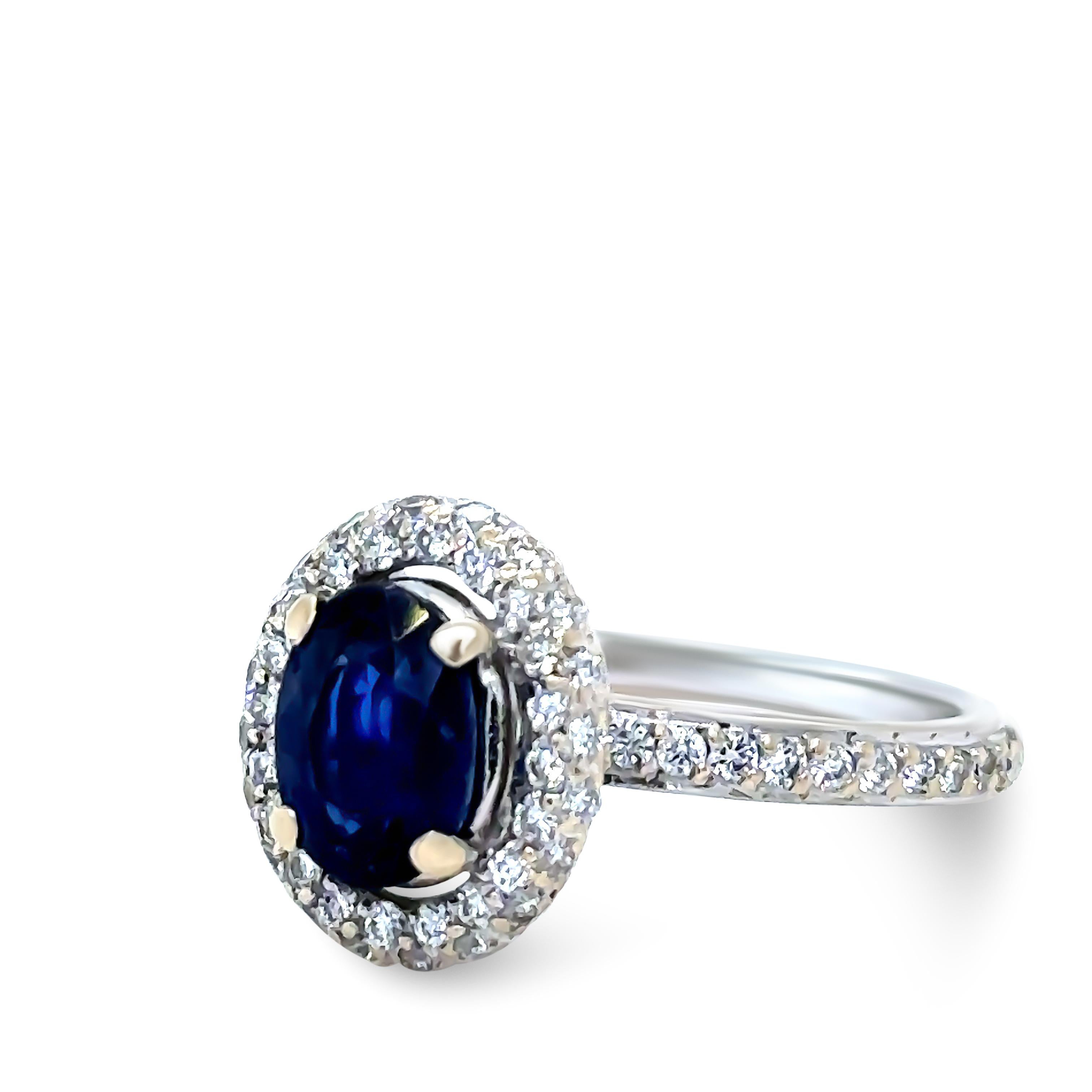 Oval Cut Bespoke 18ct White Gold Sapphire & Diamond Ring 1.64ct