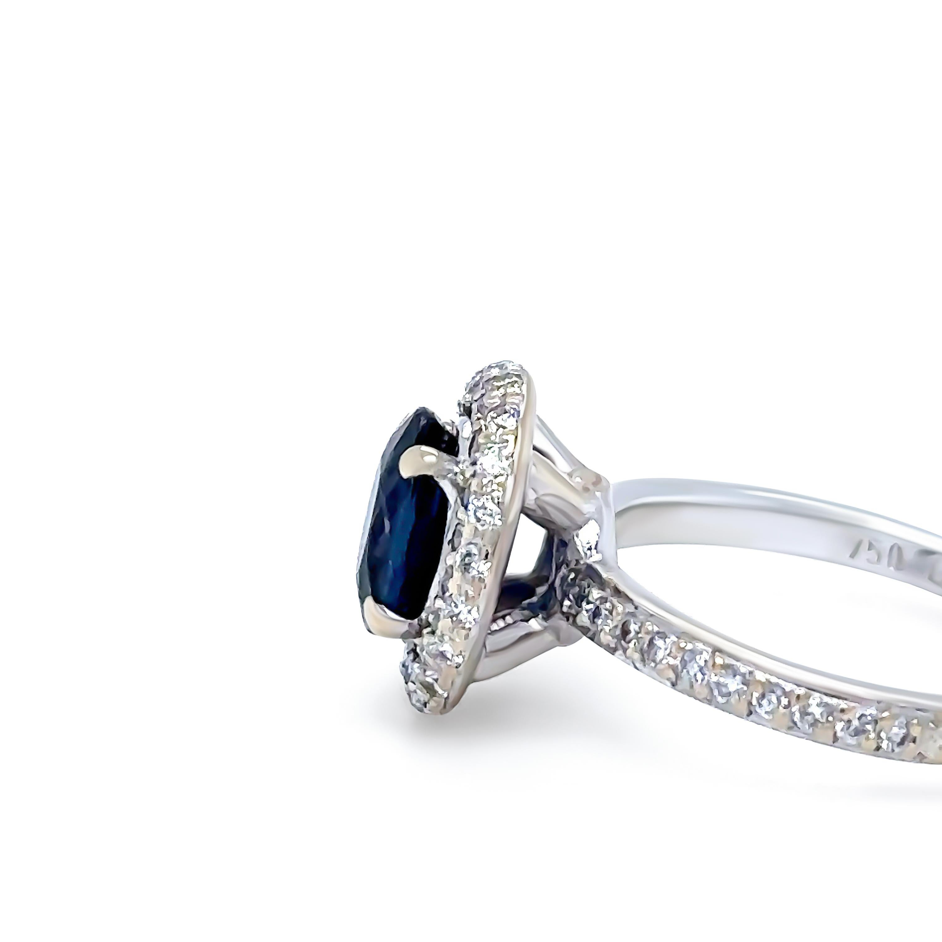Bespoke 18ct White Gold Sapphire & Diamond Ring 1.64ct In Excellent Condition In SYDNEY, NSW