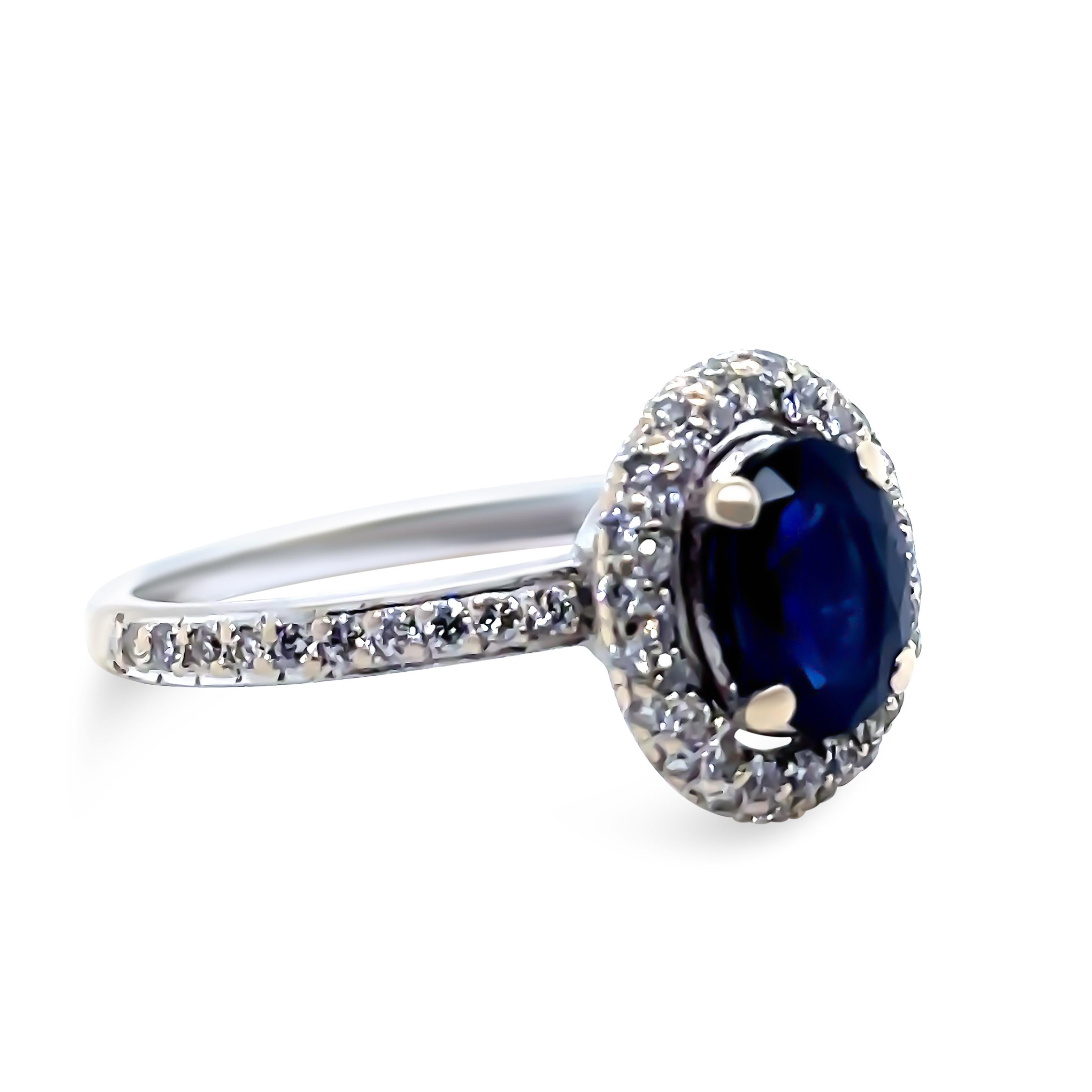 Women's Bespoke 18ct White Gold Sapphire & Diamond Ring 1.64ct