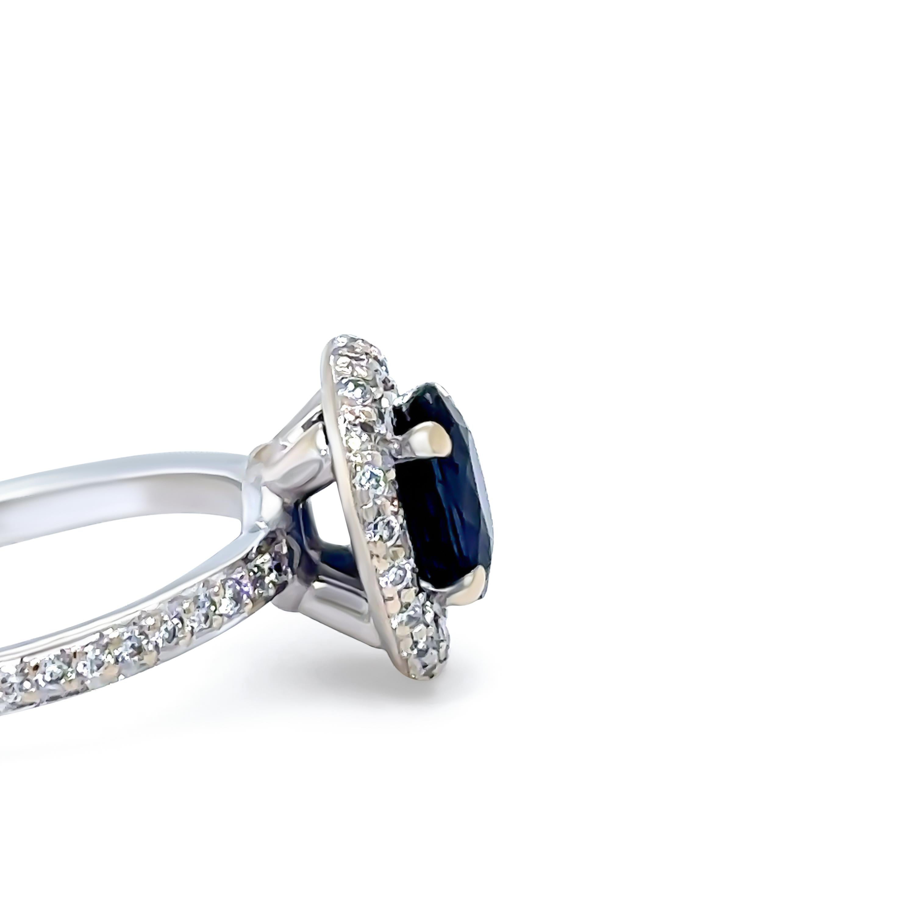 Bespoke 18ct White Gold Sapphire & Diamond Ring 1.64ct 1