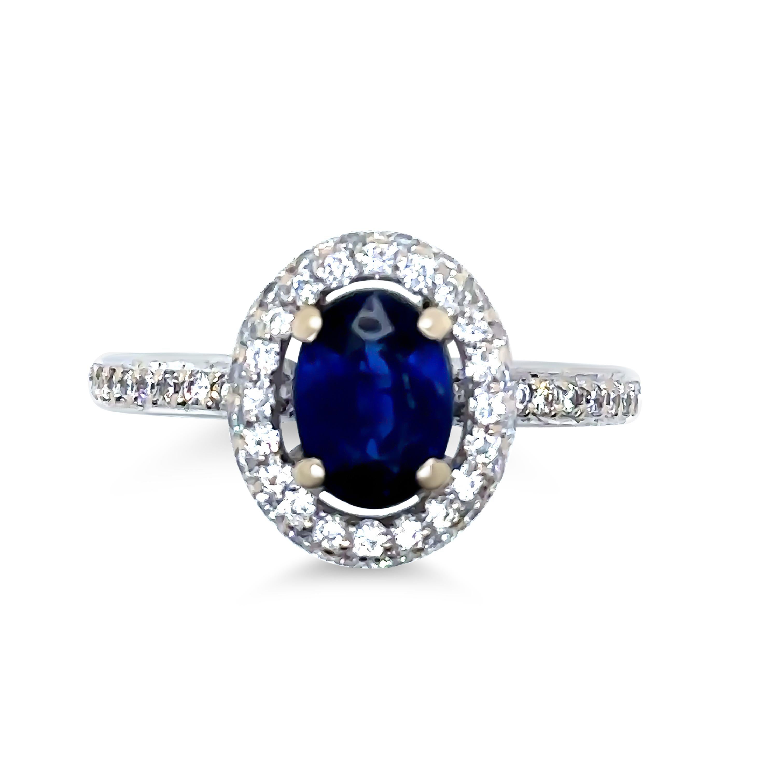 Bespoke 18ct White Gold Sapphire & Diamond Ring 1.64ct 2